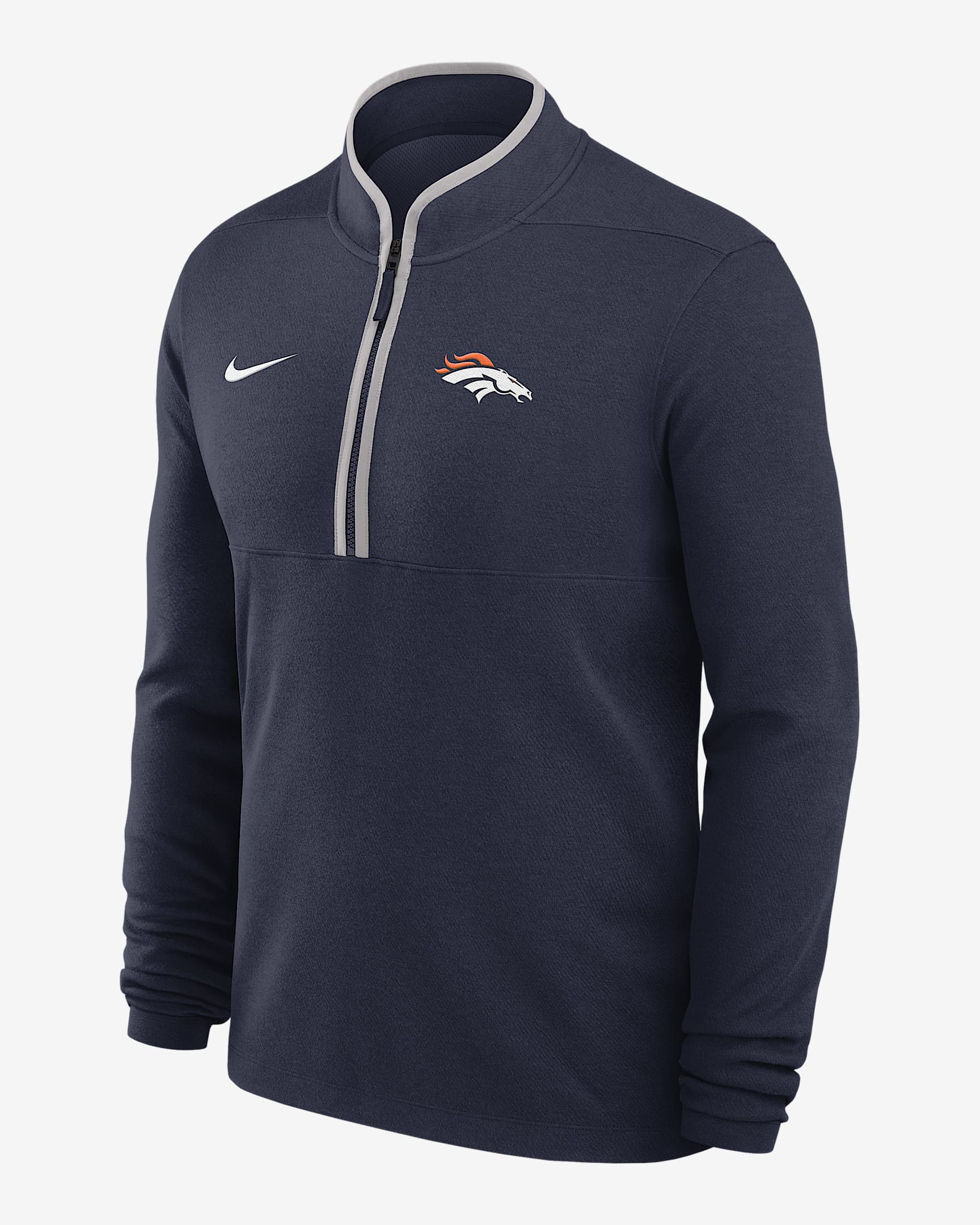 Denver Broncos Logo Victory Men's Nike Dri-FIT NFL 1/2-Zip Long-Sleeve Top - Navy