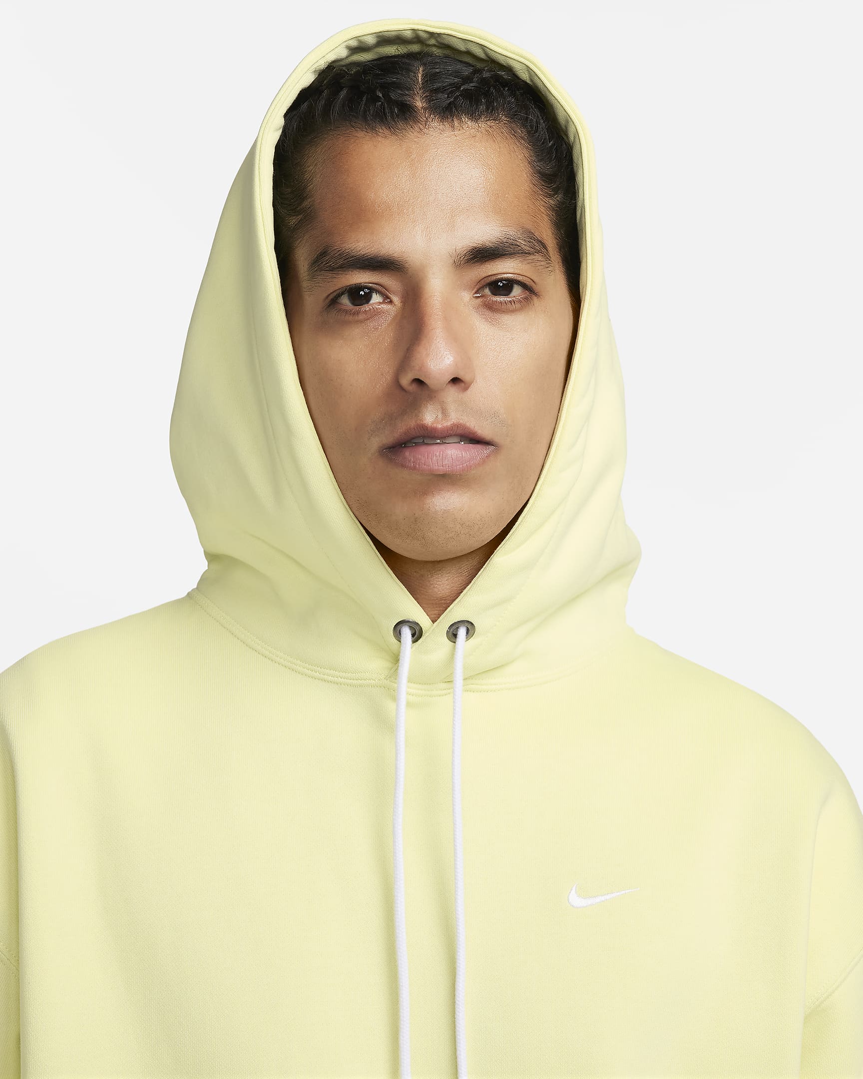 Sudadera con gorro sin cierre de tejido Fleece para hombre Nike Solo Swoosh - Verde luminoso/Blanco