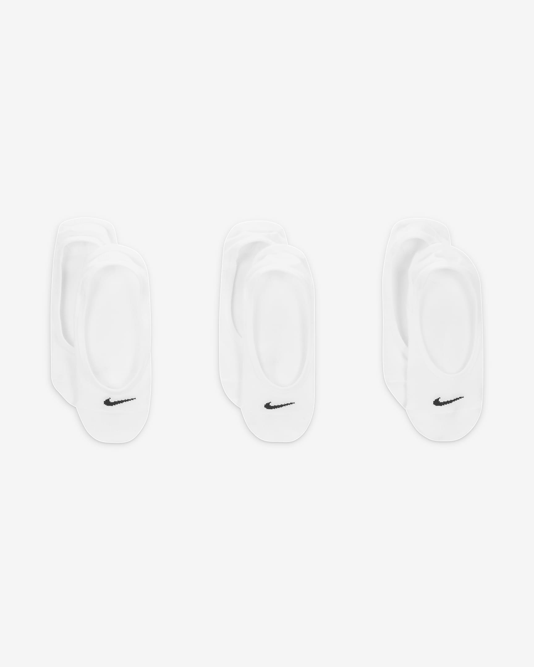 Socquettes ouvertes de training Nike Everyday Lightweight pour Femme (3 paires) - Blanc/Noir