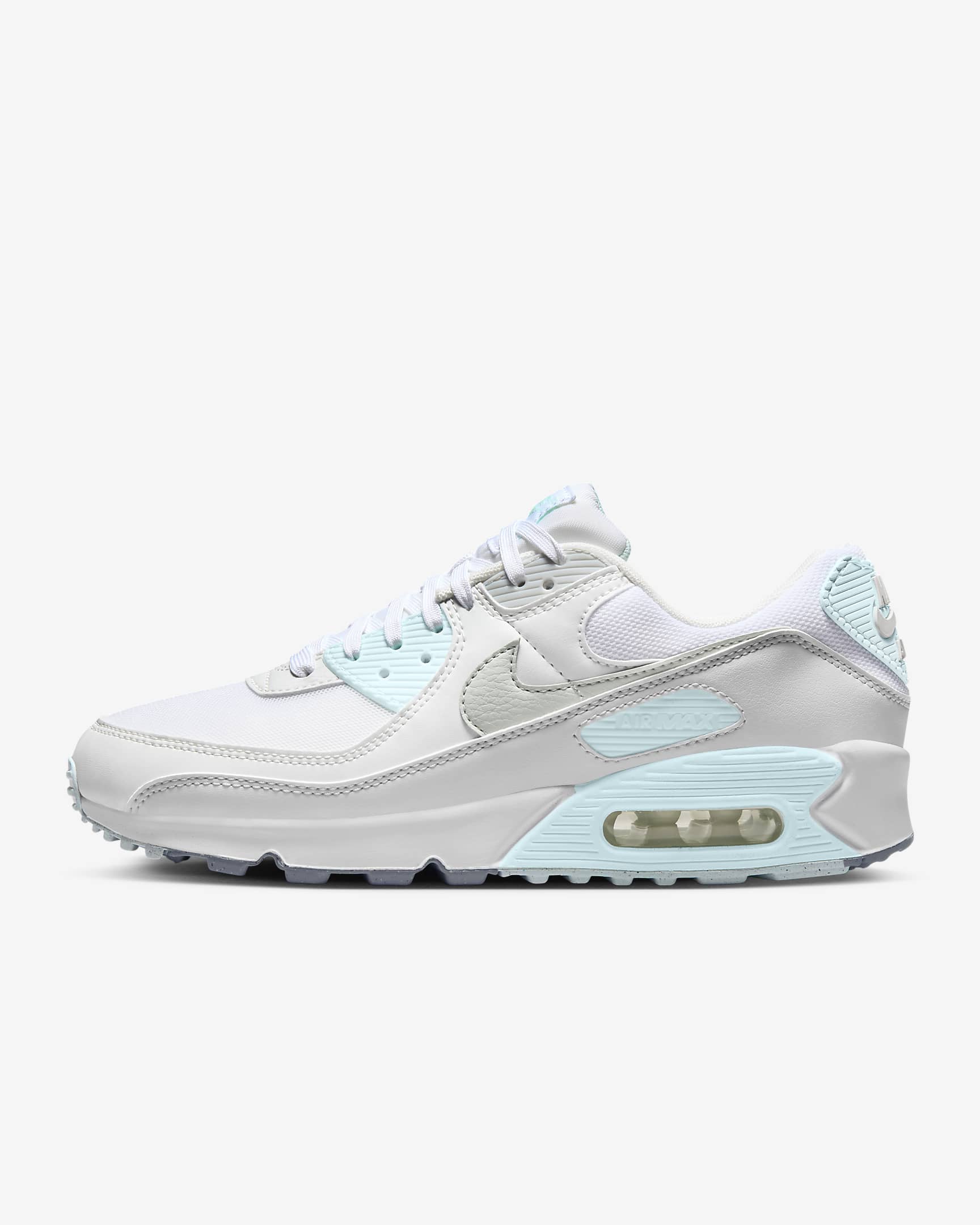 Nike Air Max 90 Women's Shoes - White/Glacier Blue/Wolf Grey/Light Silver