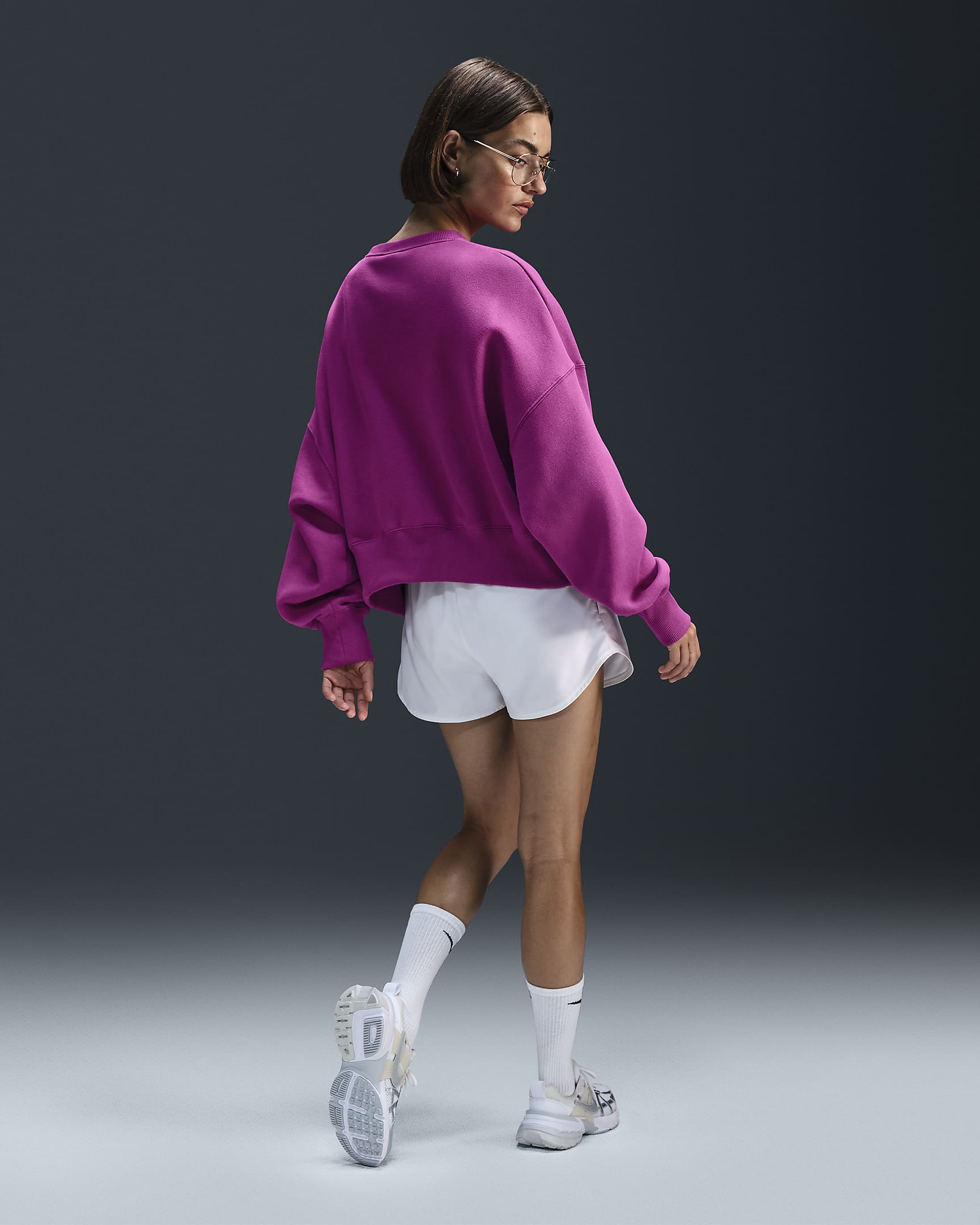 Nike Sportswear Phoenix Fleece Women's Over-Oversized Crew-Neck Sweatshirt - Hot Fuchsia/Sail