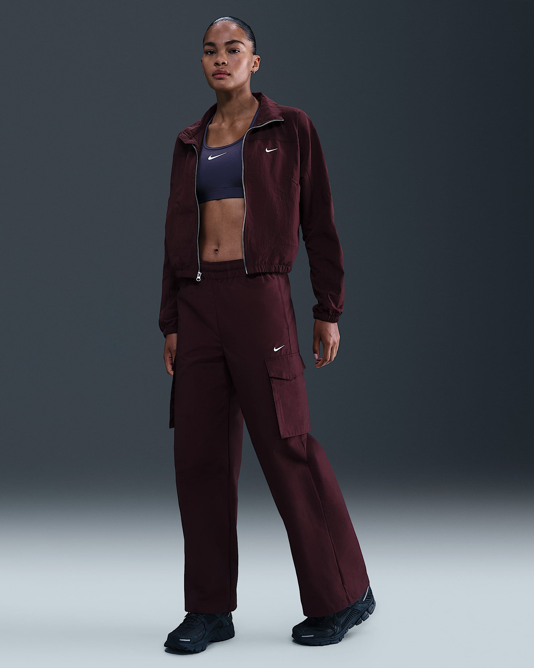 Nike Sportswear Everything Wovens Women's Mid-Rise Cargo Pants - Burgundy Crush/Sail