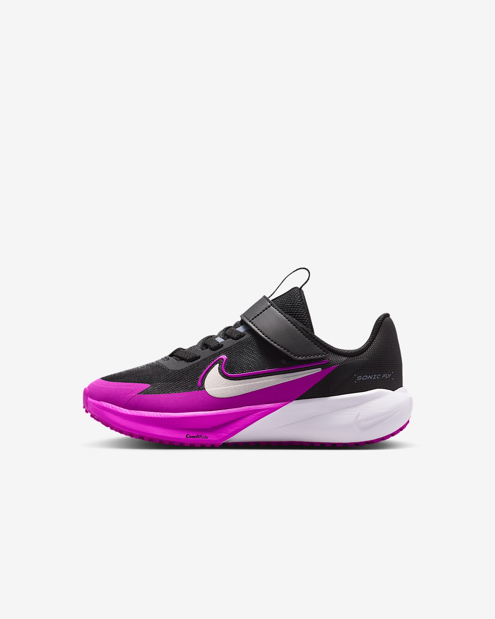 Nike Sonic Fly Little Kids' Running Shoes - Black/Vivid Purple/Light Carbon/Metallic Silver