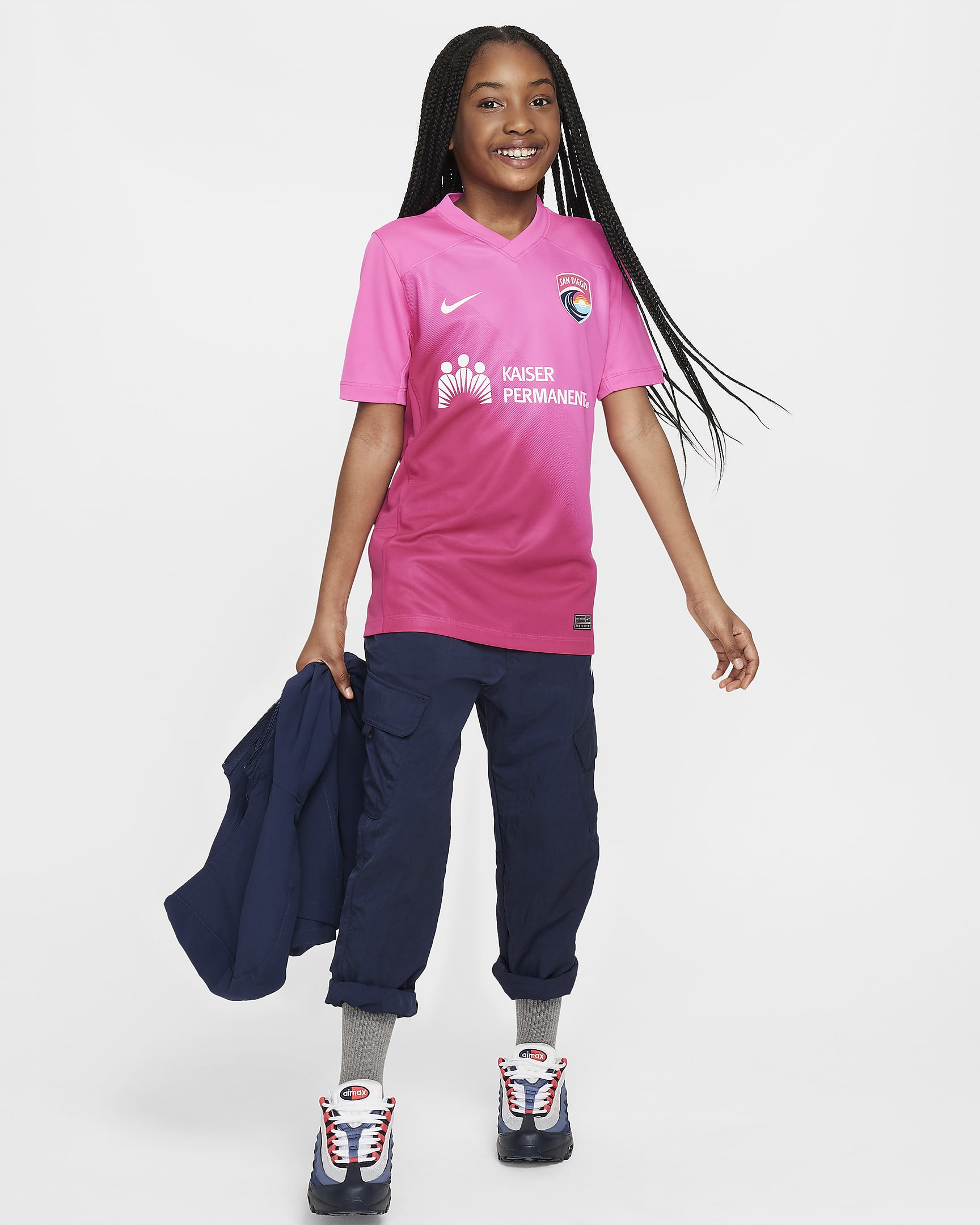 San Diego Wave FC 2024 Stadium Secondary Big Kids' Nike Dri-FIT NWSL Replica Jersey - Laser Fuchsia