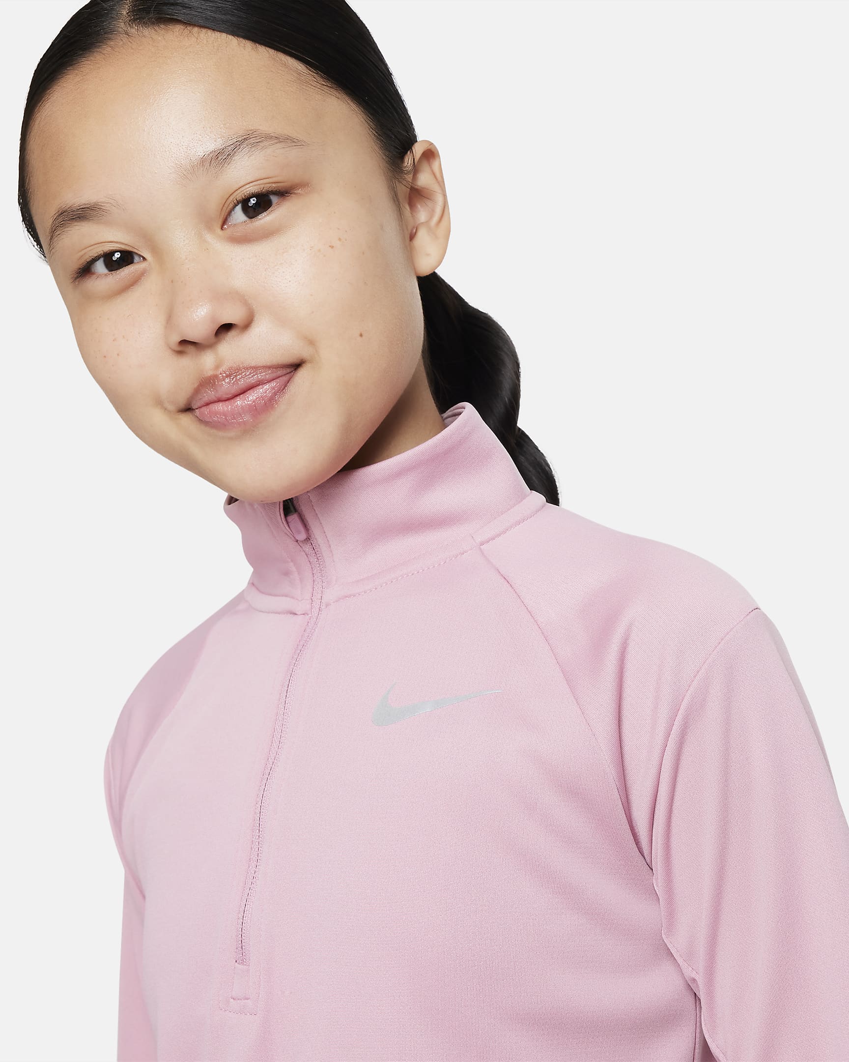 Nike Dri-FIT Big Kids' (Girls') Long-Sleeve Running Top - Elemental Pink