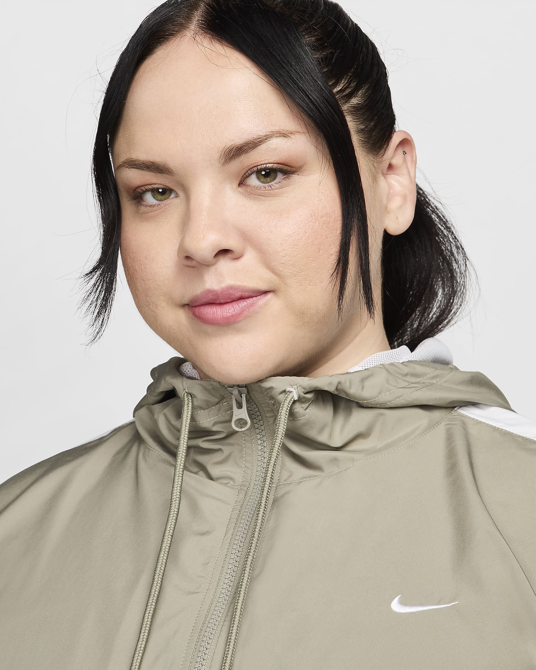 Nike Sportswear Classic Wovens Women's Loose UV Hooded Jacket (Plus Size) - Light Army/White