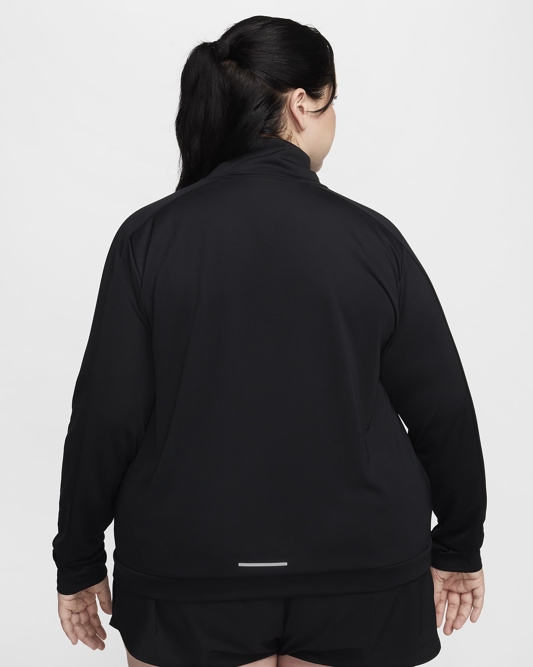 Nike Swoosh Dri-FIT rövid cipzáras női aláöltözet (plus size méret) - Fekete/Fehér