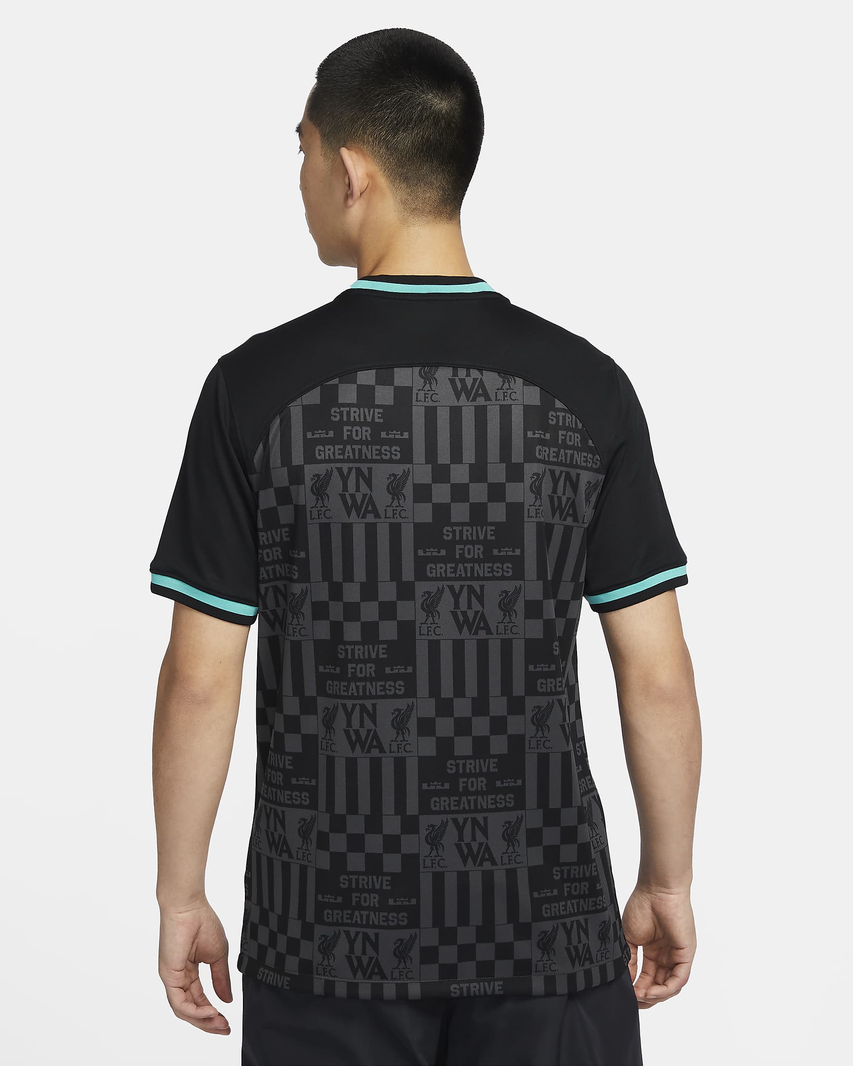 Maillot de foot Nike Dri-FIT Replica LeBron x Liverpool FC Stadium pour homme - Noir/Washed Teal/Truly Gold