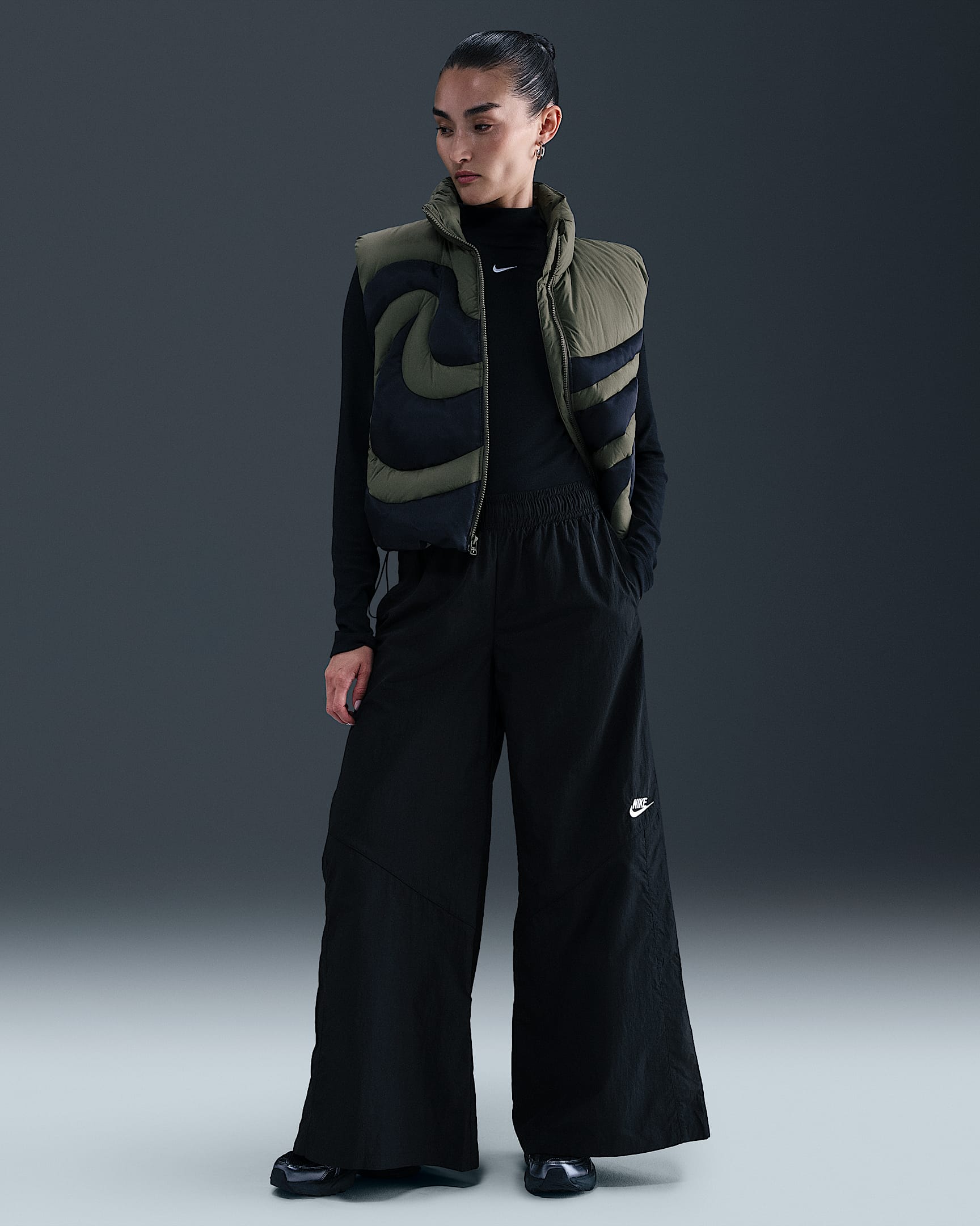 Nike Sportswear Women's Wide-Leg Woven Pants - Black/Black/Sail