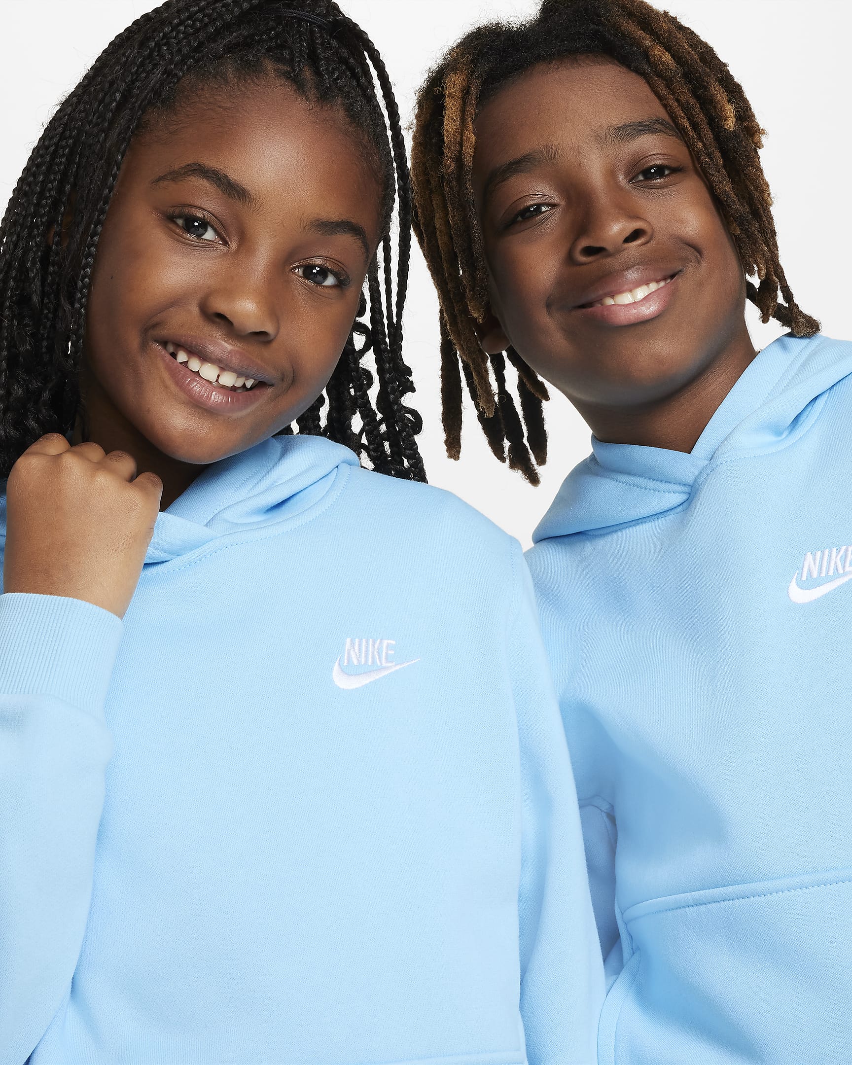 Sudadera con gorro sin cierre para niños talla grande Nike Sportswear Club Fleece - Azul acuario/Blanco