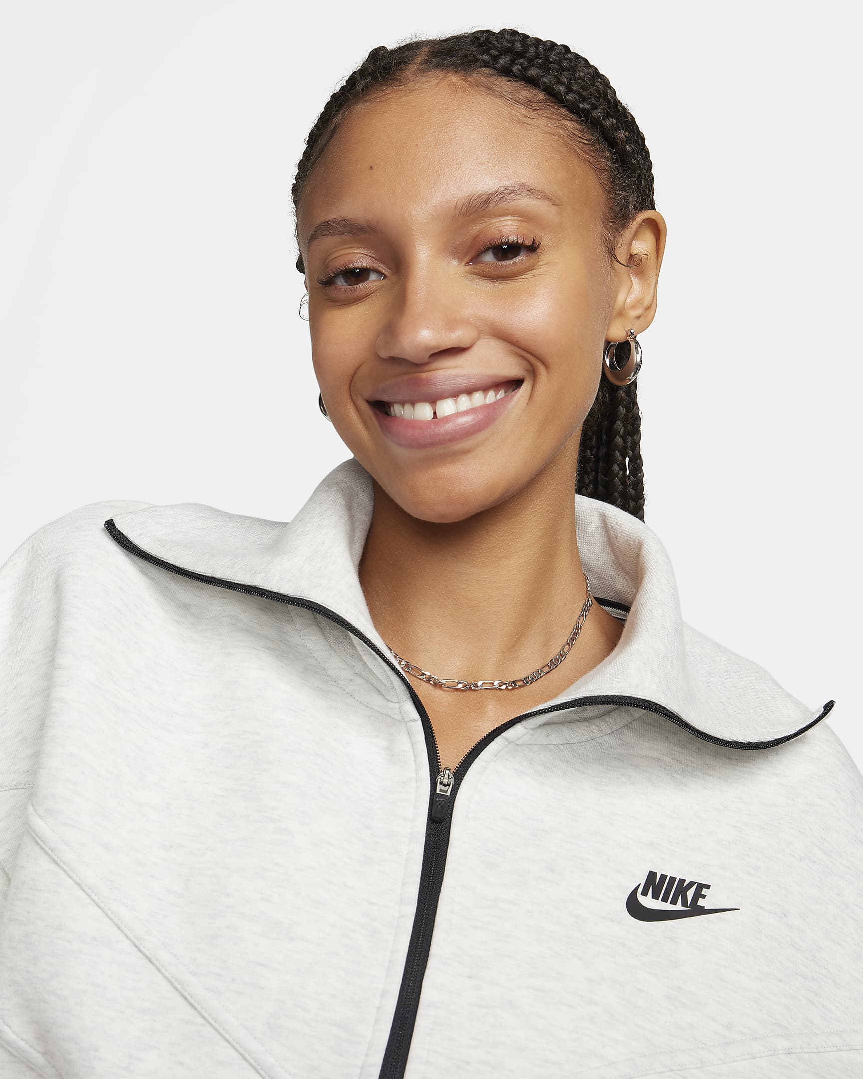 Nike Sportswear Tech Fleece Women's Loose Full-Zip Track Jacket - Light Grey/Heather/Black