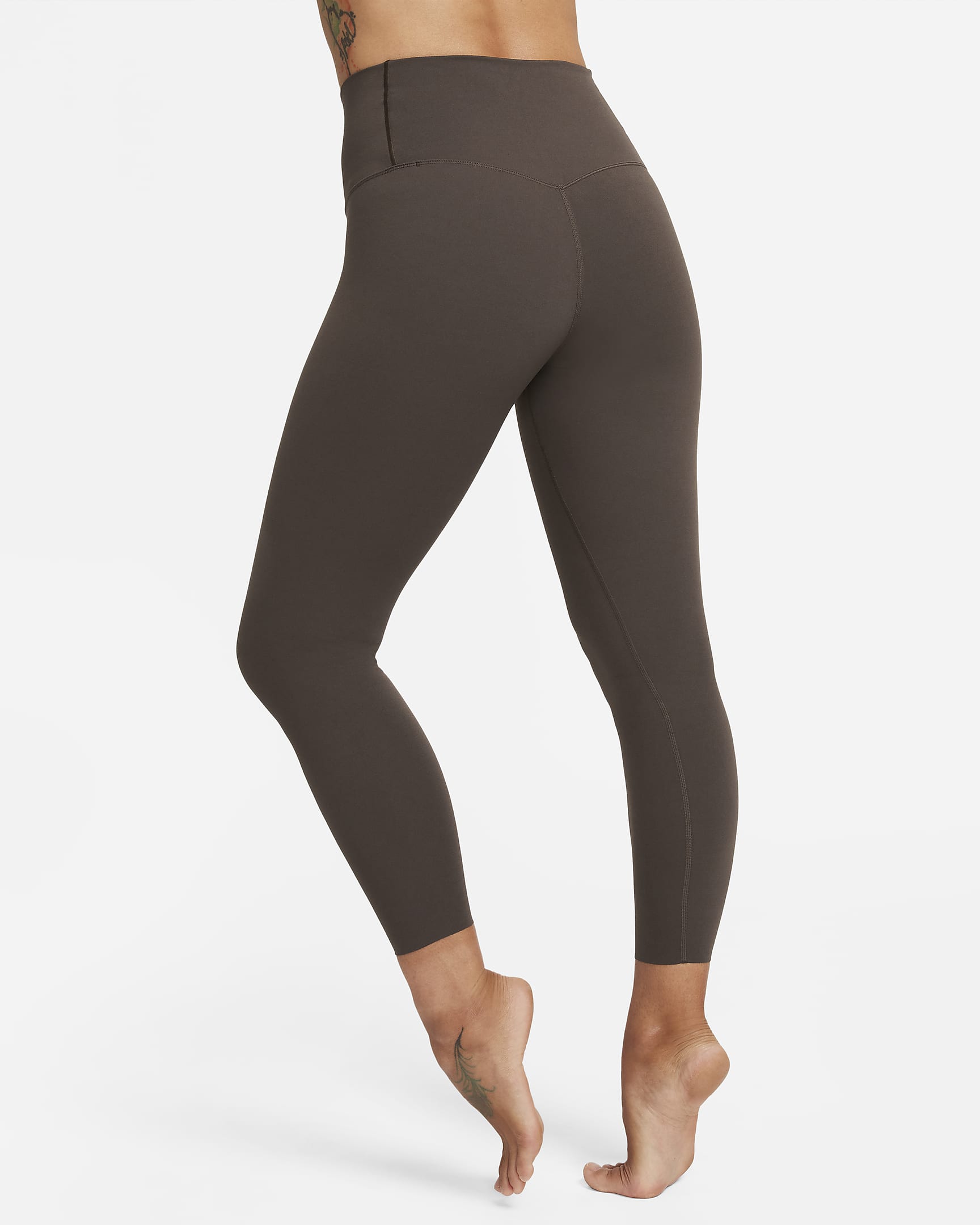 Nike Zenvy leggings i 7/8 lengde med lett støtte og høyt liv til dame - Baroque Brown/Svart