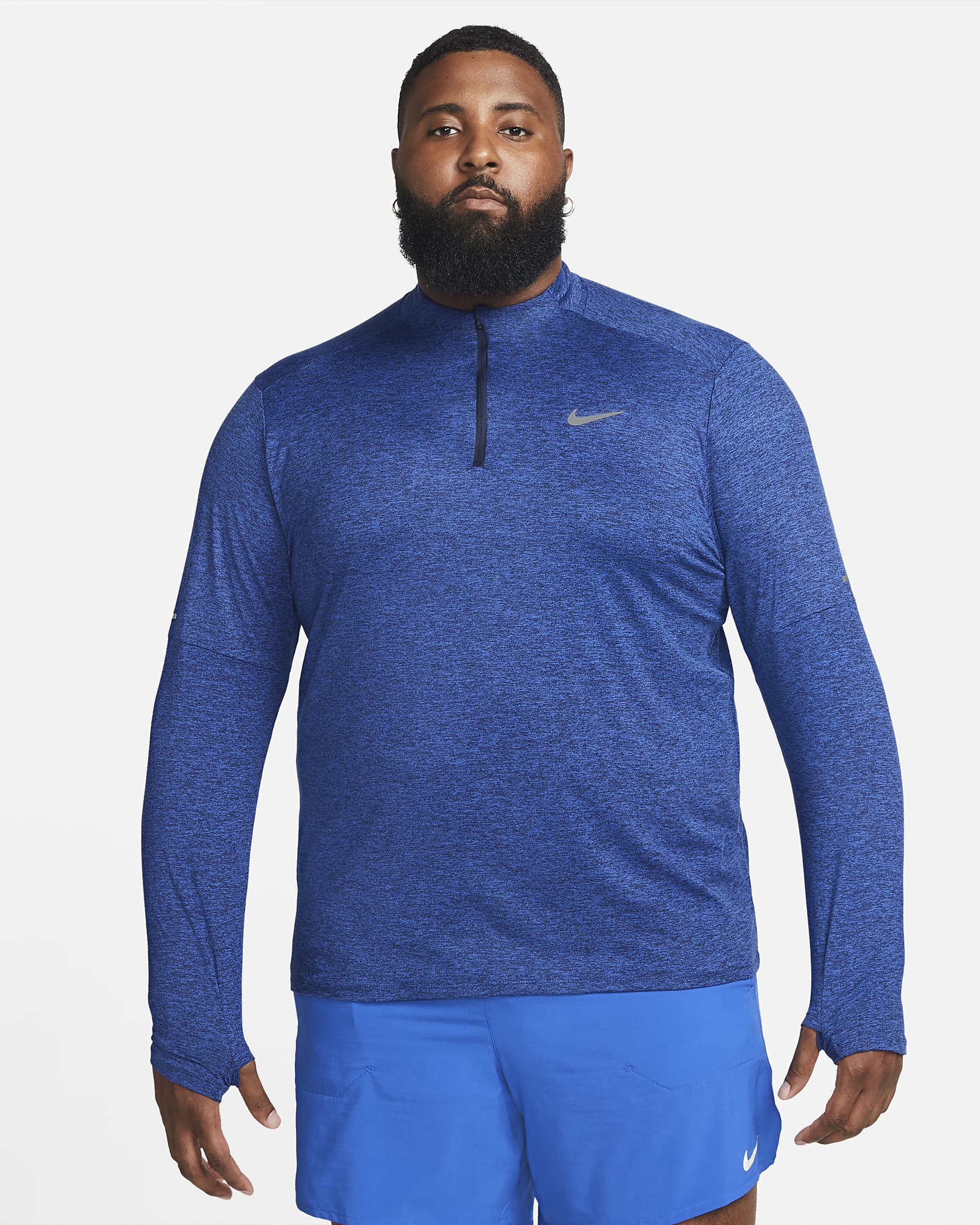 Nike Element Dri-FIT-løbetop med 1/2 lynlås til mænd - Obsidian/Game Royal/Heather