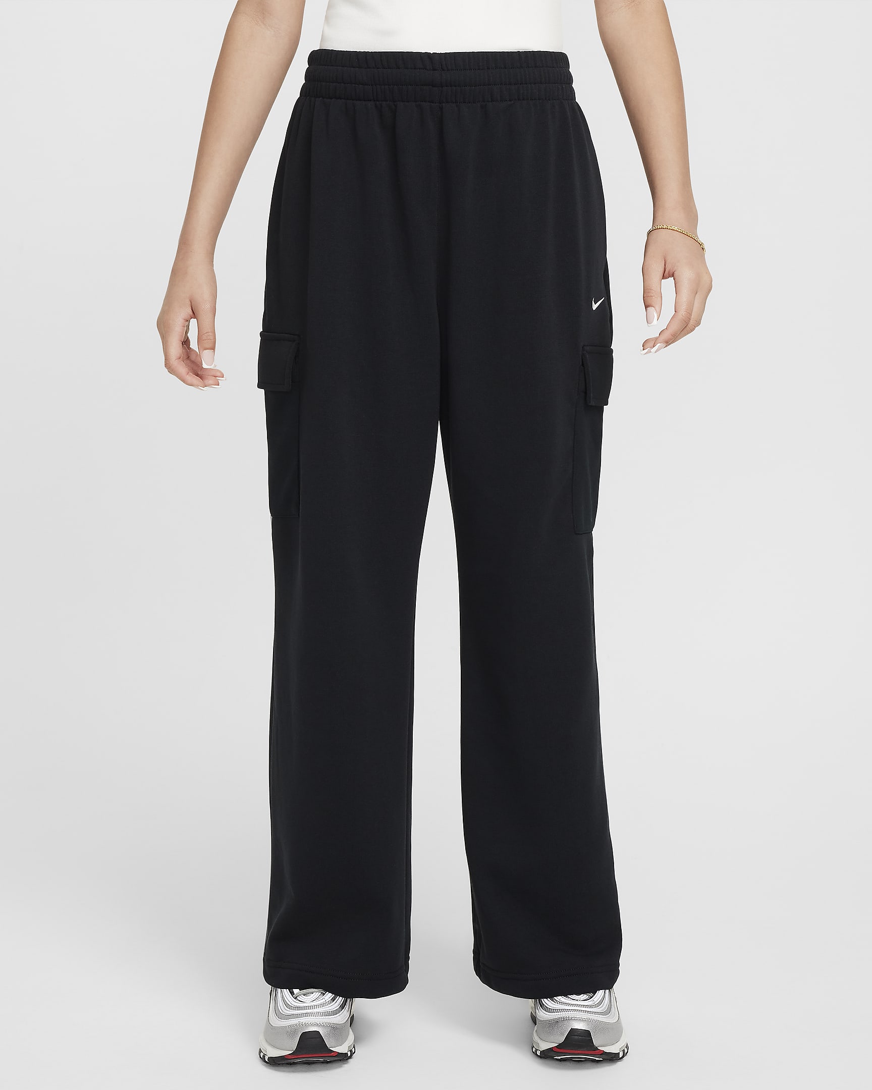 Nike Sportswear Girls' Dri-FIT Oversized Fleece Pants - Black