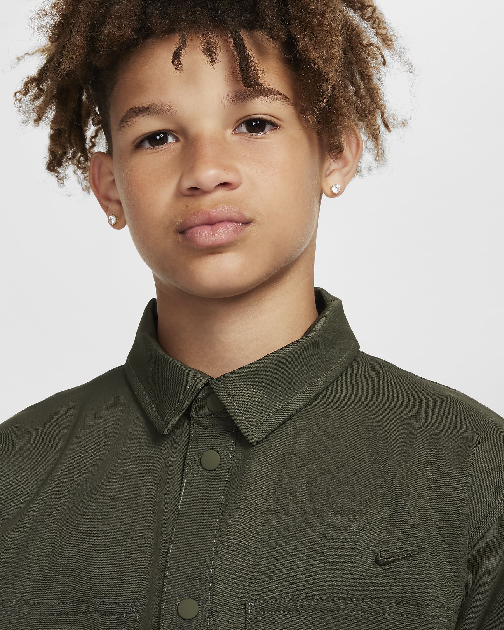 Nike Sportswear Metro Ground Older Kids' Top - Cargo Khaki/Sequoia