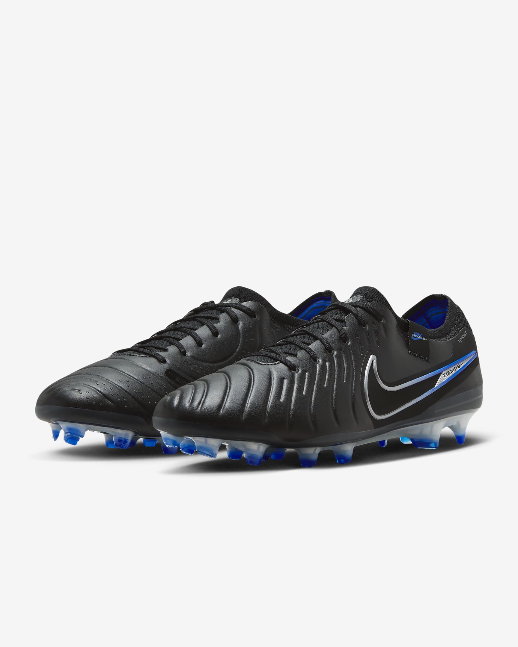 Nike Tiempo Legend 10 Elite Firm-Ground Low-Top Soccer Cleats - Black/Hyper Royal/Chrome