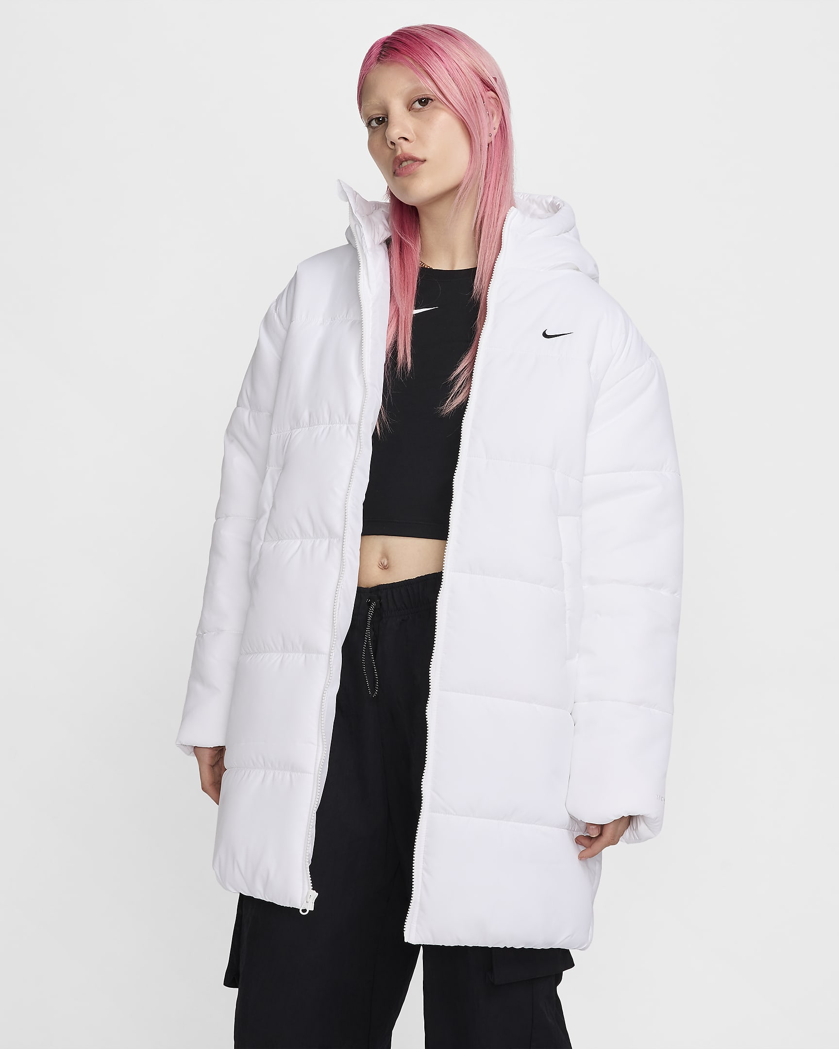 Nike Sportswear Classic Puffer Women's Therma-FIT Loose Parka - White/Black