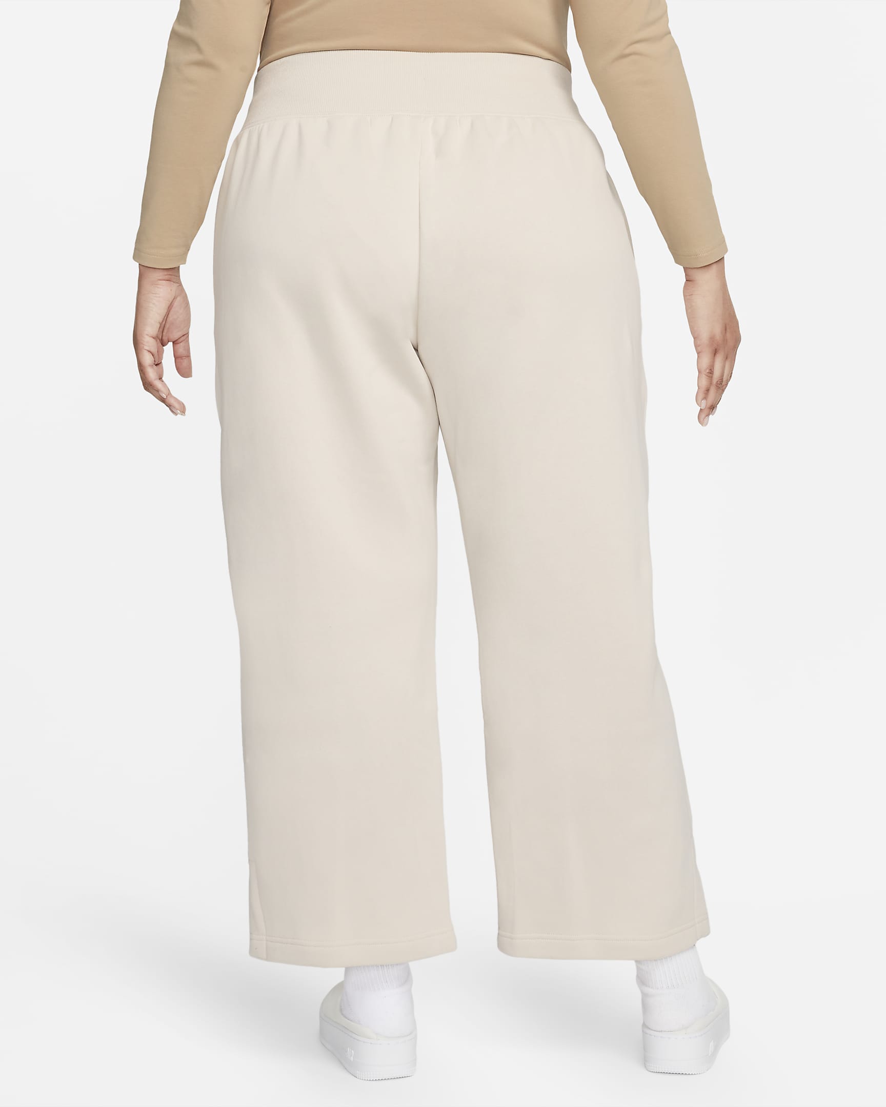 Pantalon de survêtement à taille haute et coupe ample au niveau des jambes Nike Sportswear Phoenix Fleece pour femme (grande taille) - Light Orewood Brown/Sail