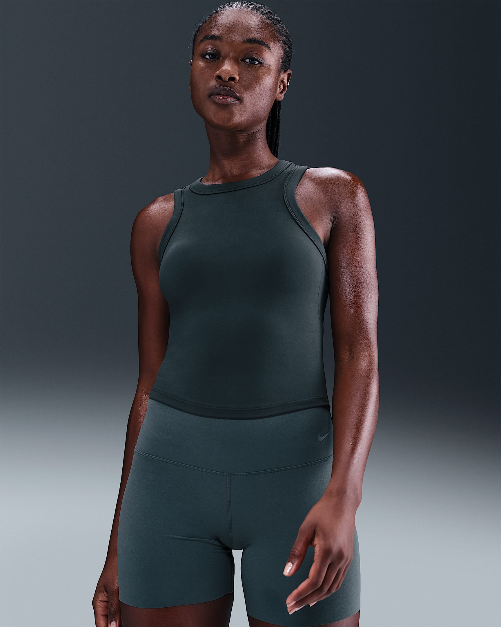 Nike One Fitted Women's Dri-FIT Cropped Tank Top - Seaweed