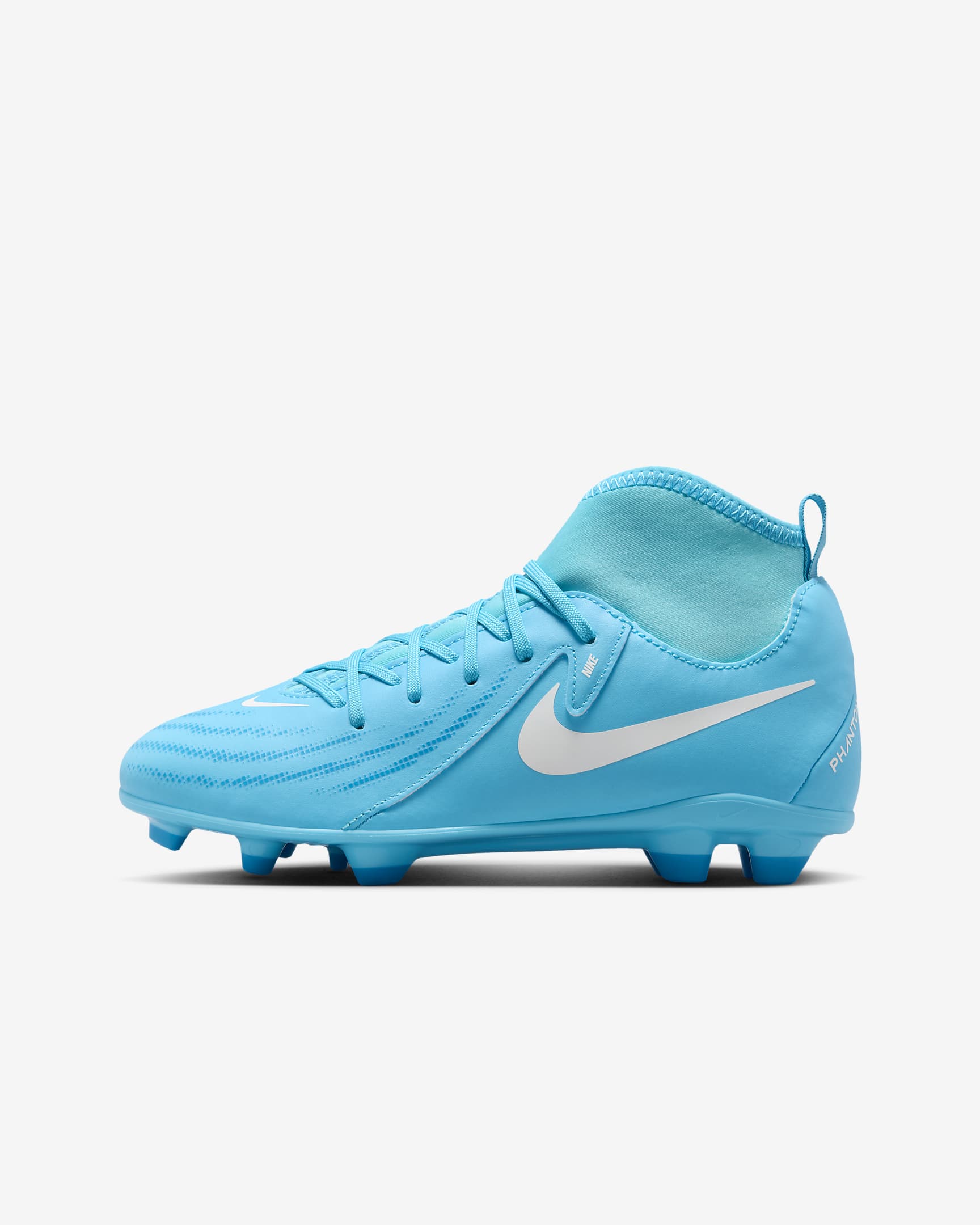 รองเท้าสตั๊ดฟุตบอลหุ้มข้อสูงเด็กเล็ก/เด็กโต MG Nike Jr. Phantom Luna 2 Club - Blue Fury/ขาว