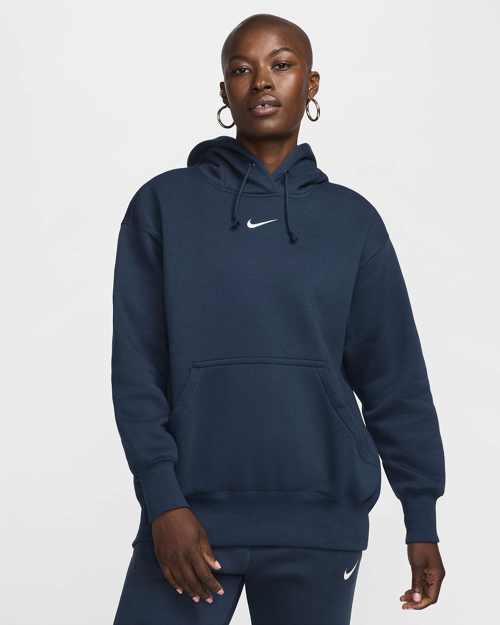 Nike Sportswear Phoenix Fleece túlméretezett, kapucnis, belebújós női pulóver - Armory Navy/Sail