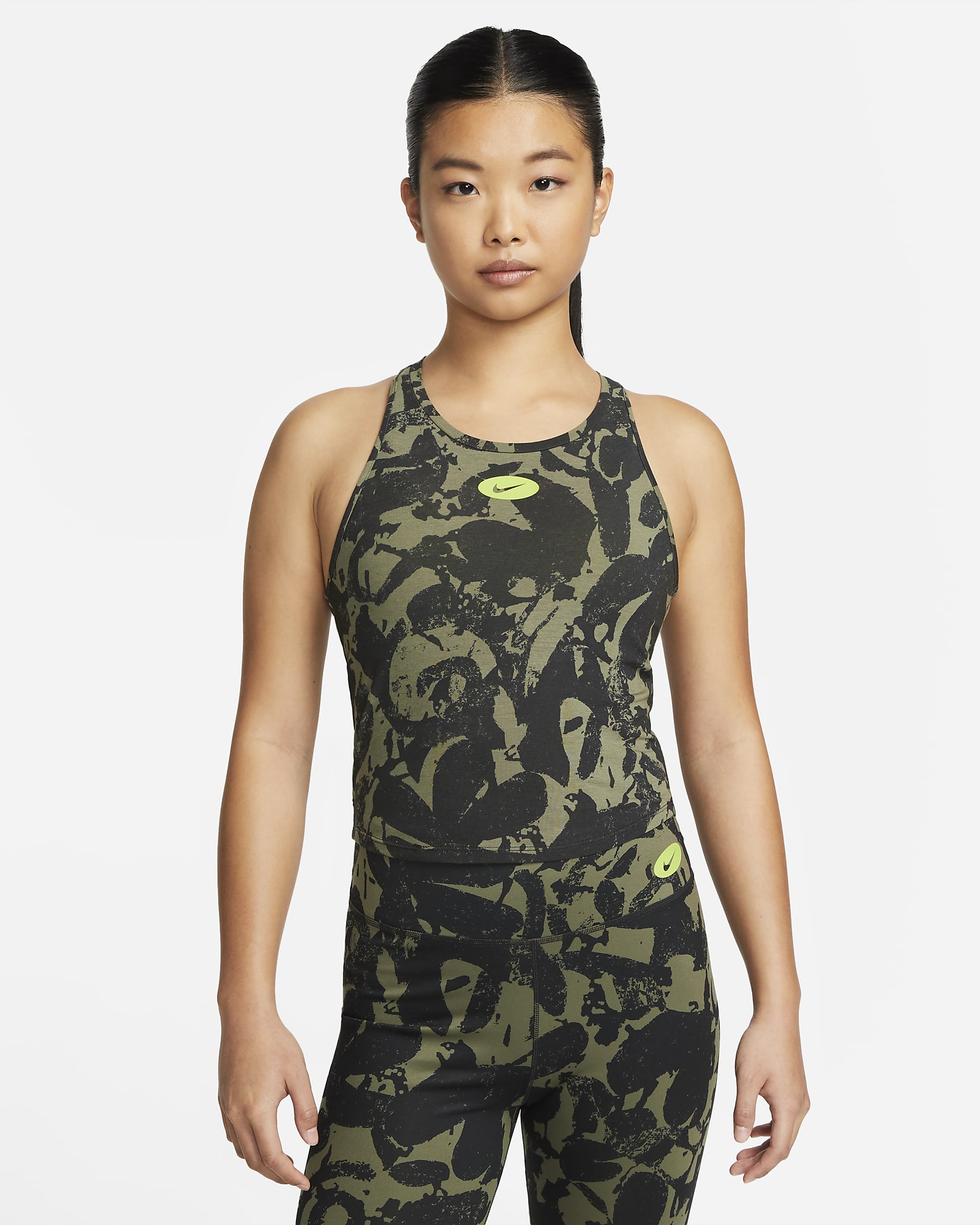 Nike Dri-FIT One Luxe Icon Clash Women's Training Tank - Black/Black/Atomic Green
