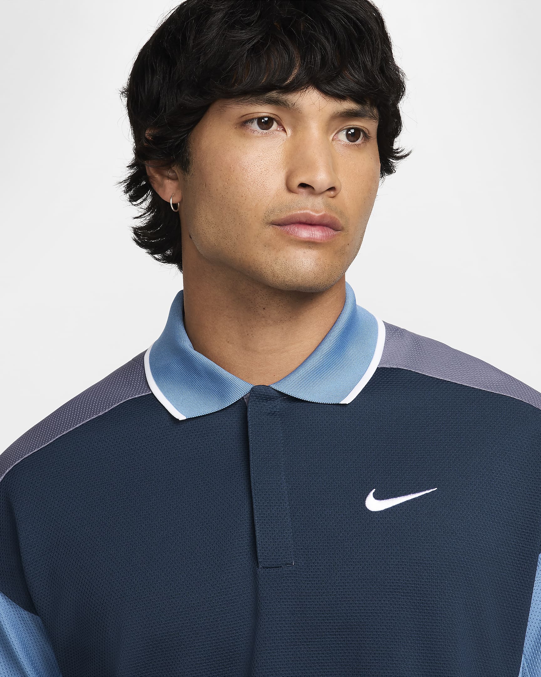 Nike Golf Club Men's Dri-FIT Golf Polo - Armoury Navy/Light Carbon/Aegean Storm/White