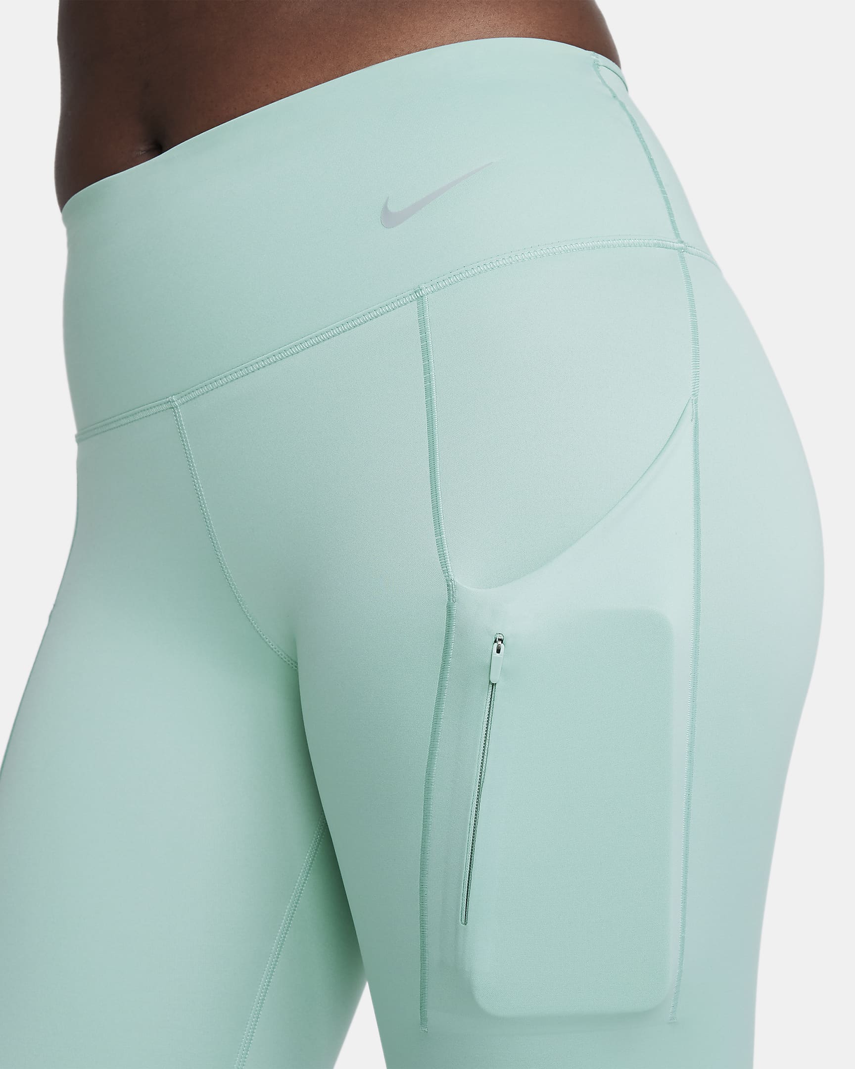 Nike Go Women's Firm-Support Mid-Rise Full-Length Leggings with Pockets - Mineral/Black