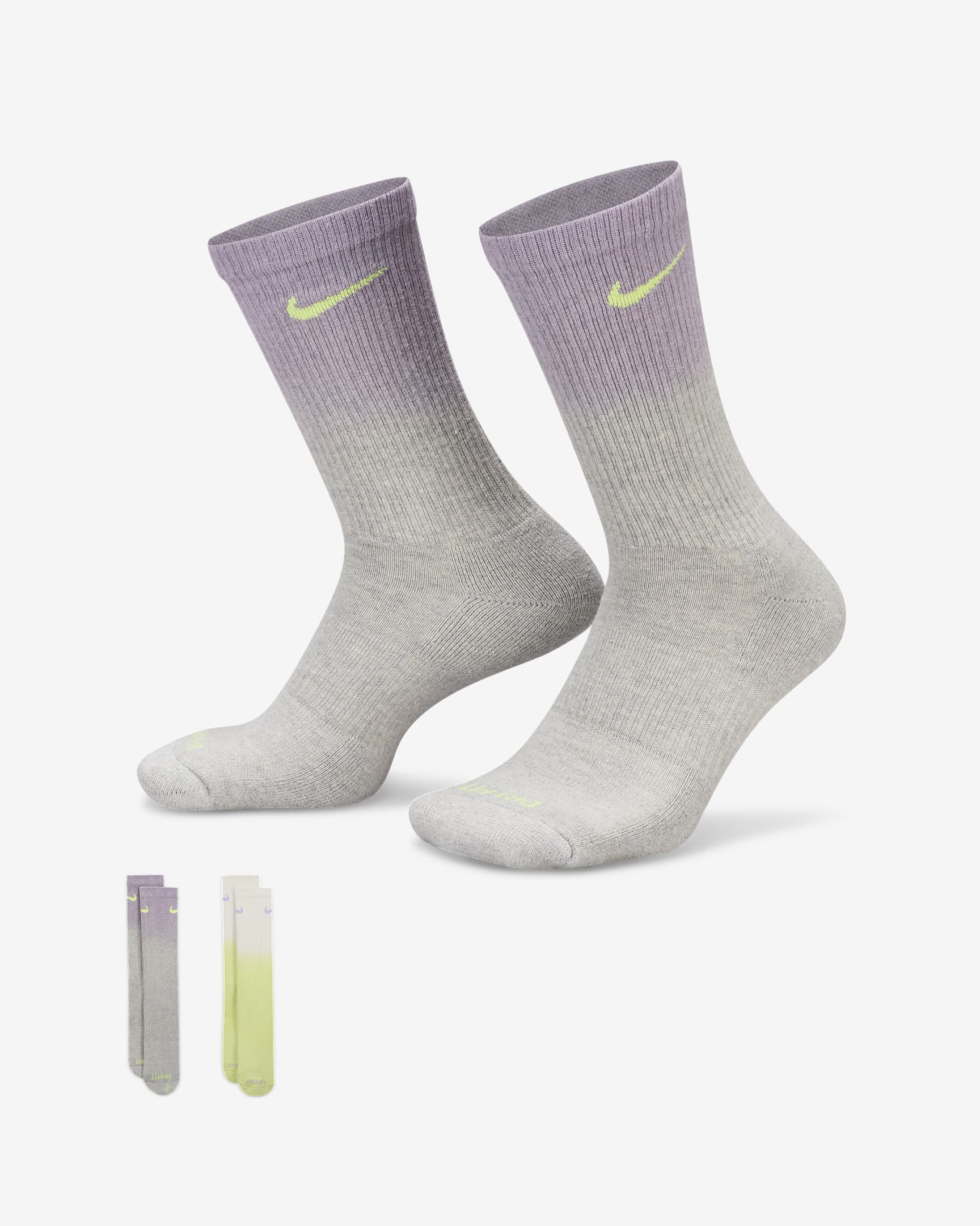 Stødabsorberende Nike Everyday Plus-crewstrømper (2 par) - multifarvet