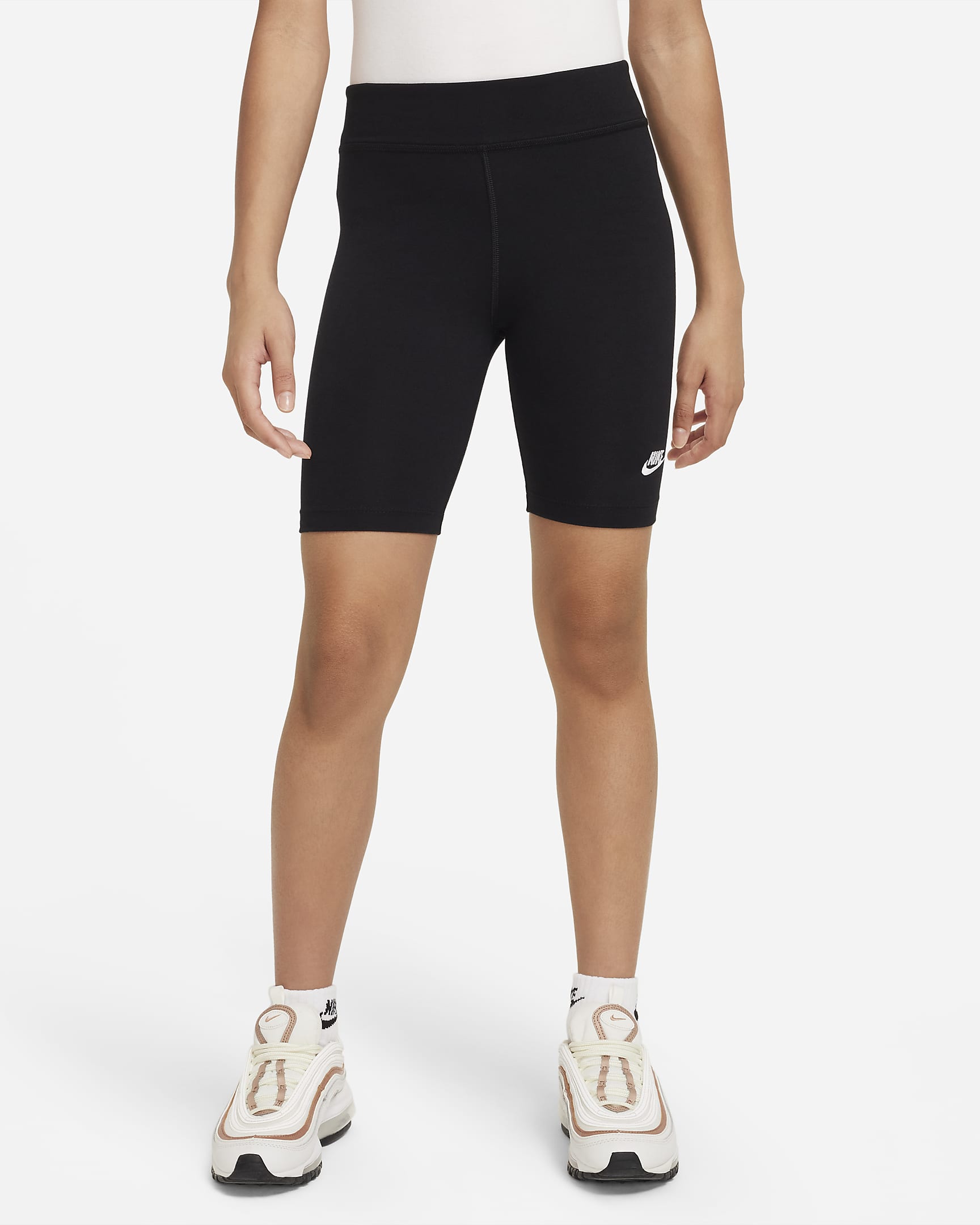 Nike Biker-Shorts (ca. 18 cm) für ältere Kinder (Mädchen) - Schwarz/Weiß