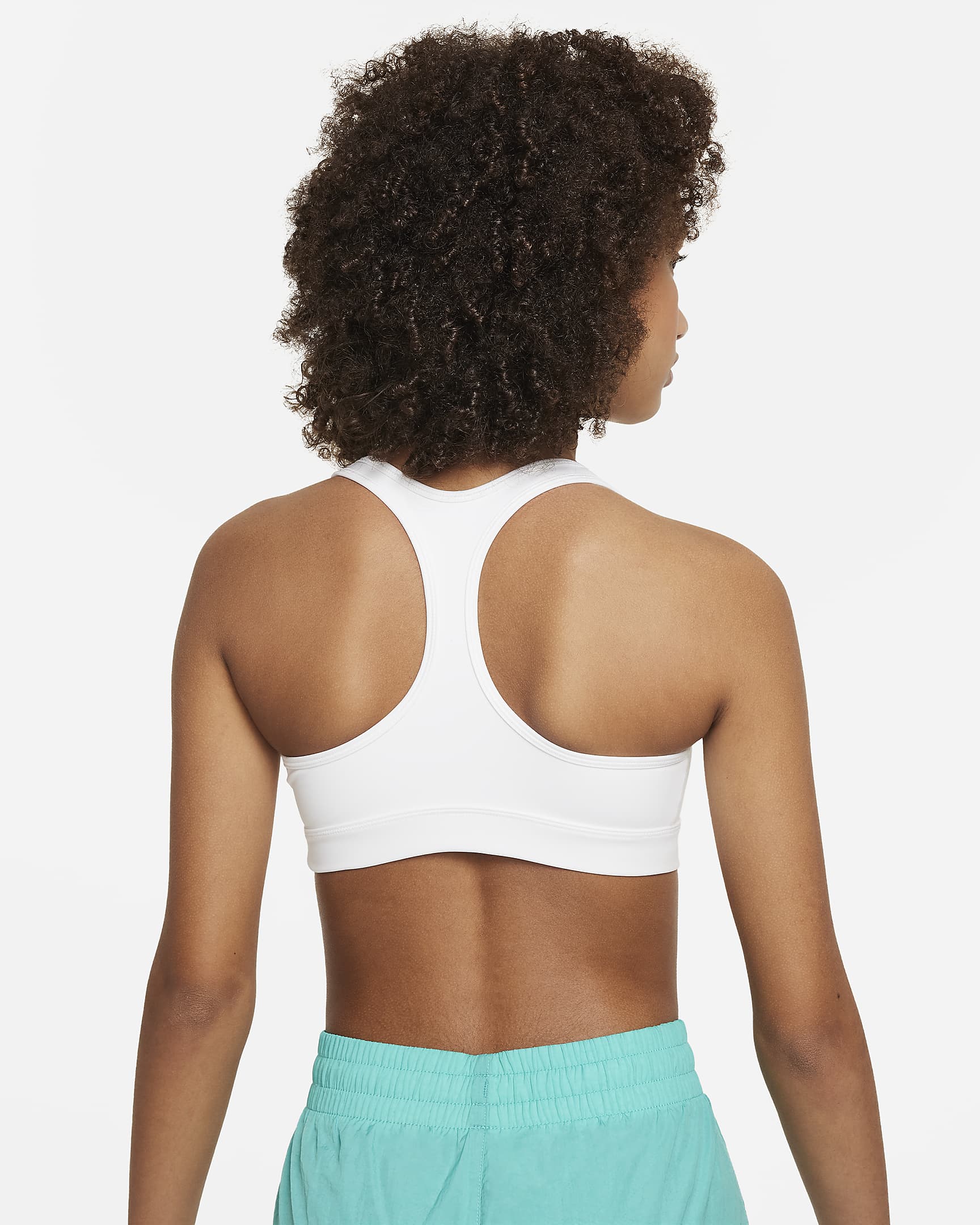 Bra deportivo para niña talla grande Nike Swoosh - Blanco/Platino puro