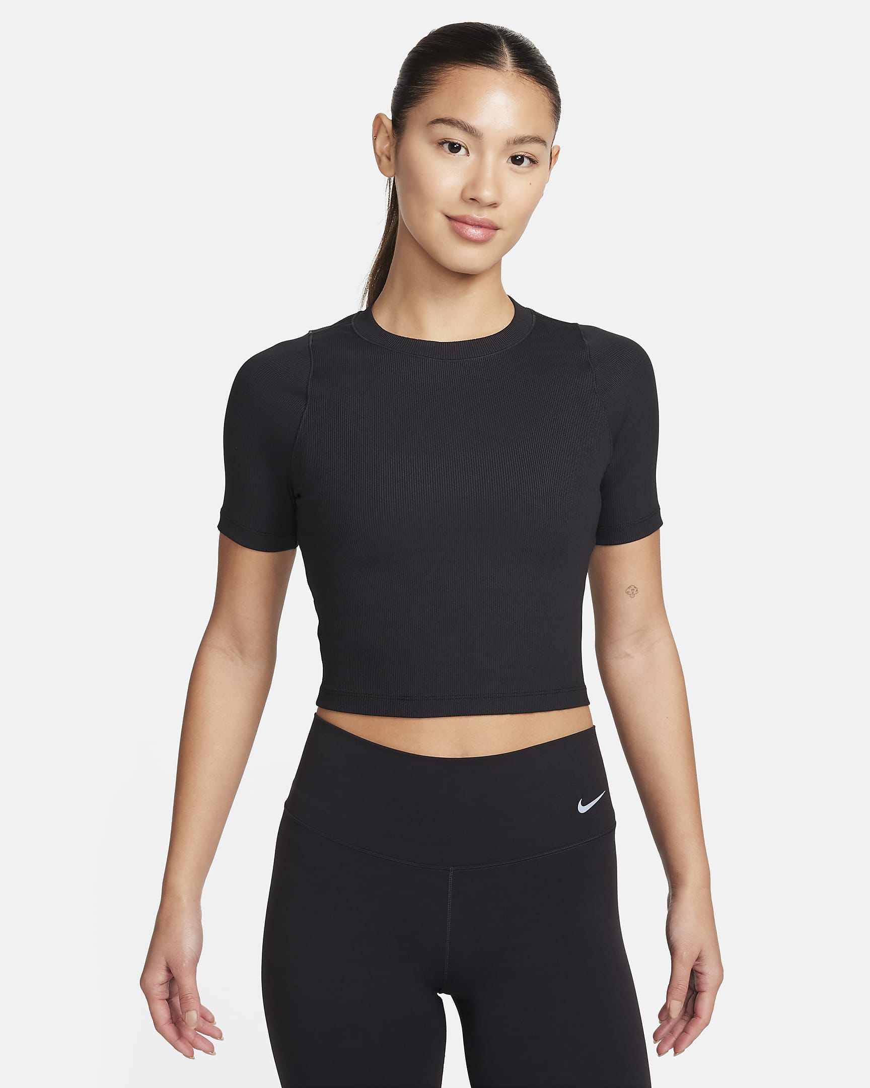 ナイキ ゼンビー リブ ウィメンズ Dri-FIT ショートスリーブ クロップド トップ - ブラック