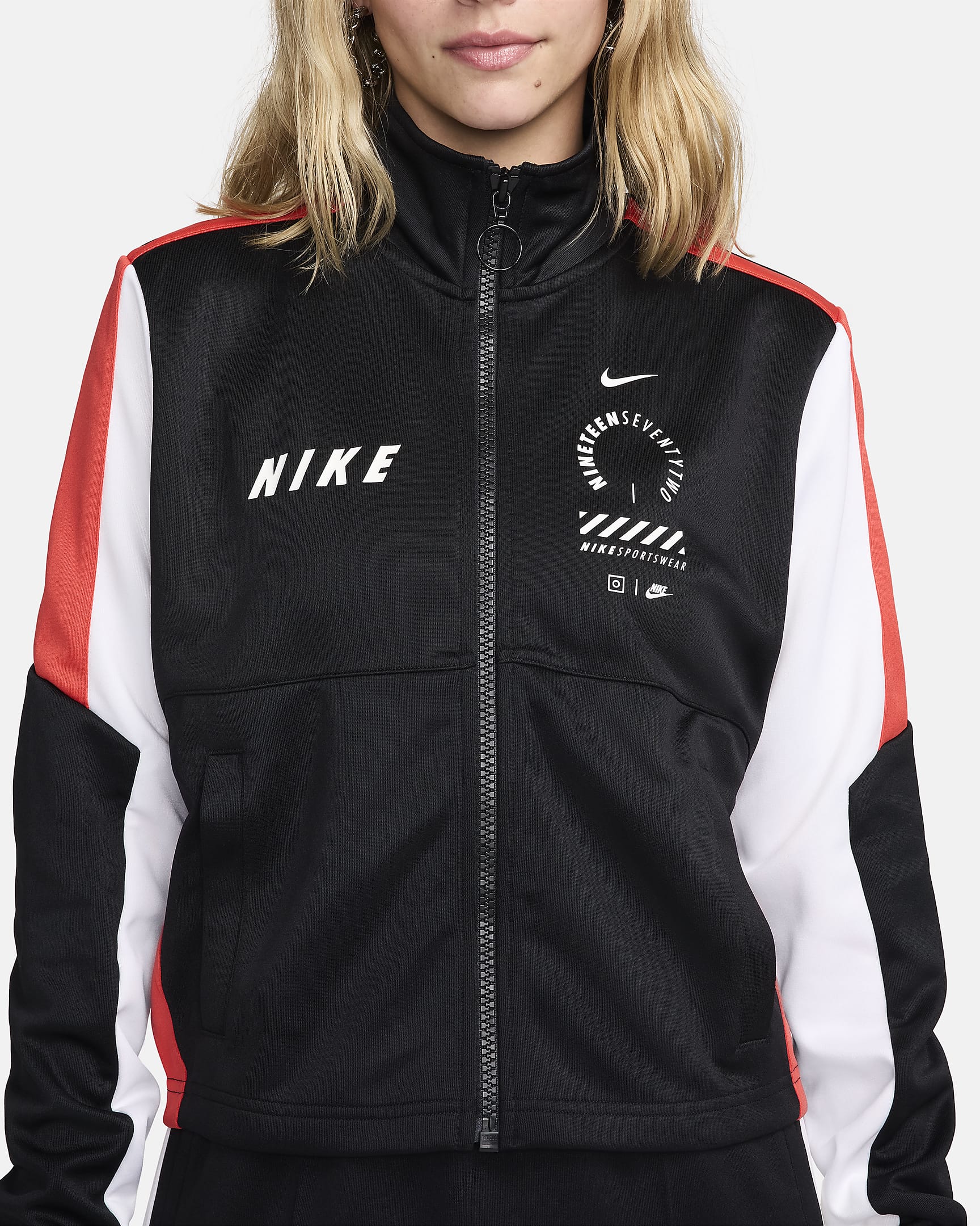 Nike Sportswear Track-Oberteil (Damen) - Schwarz/Light Crimson/Weiß