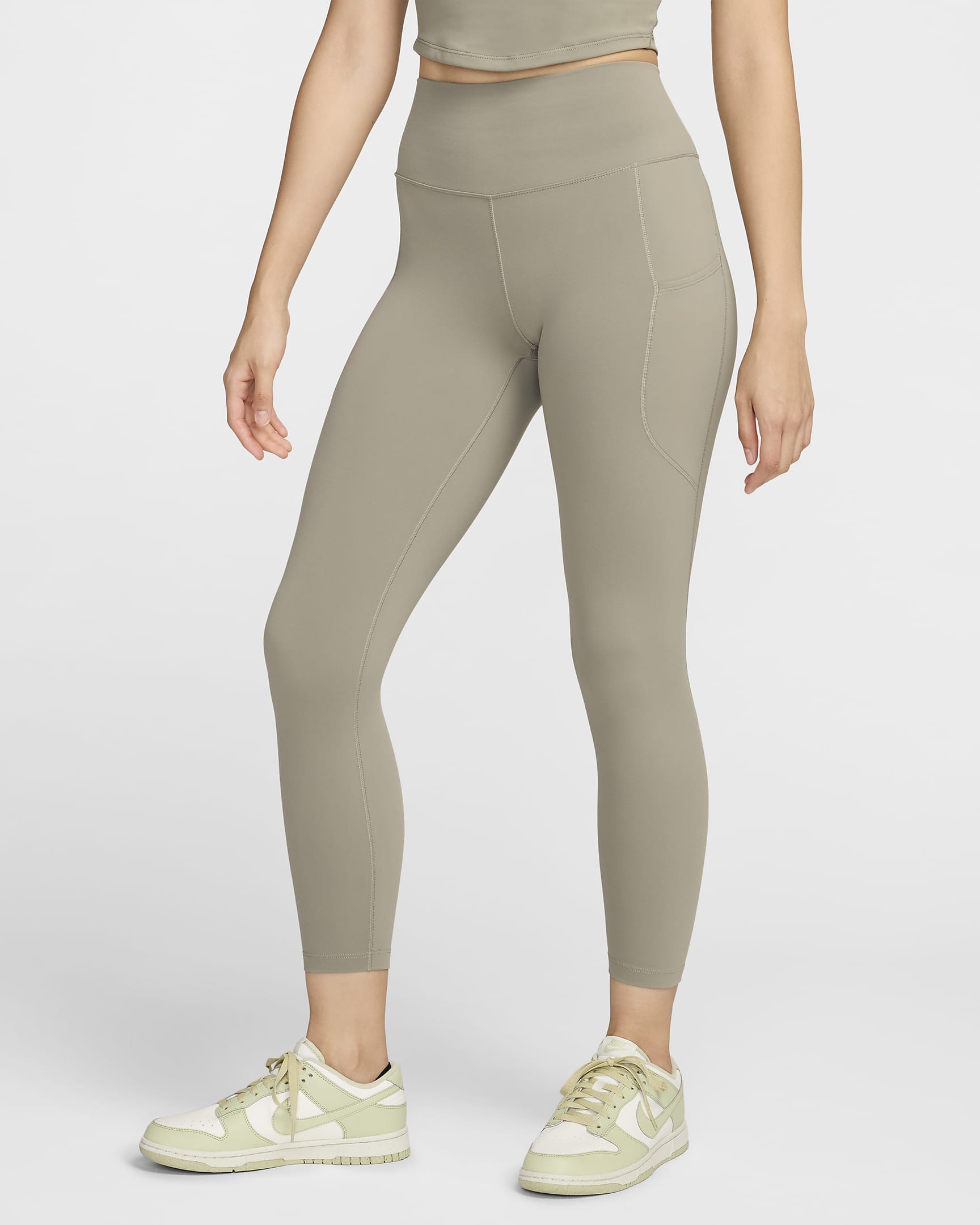 Nike One Women's High-Waisted 7/8 Leggings with Pockets - Light Army/Black