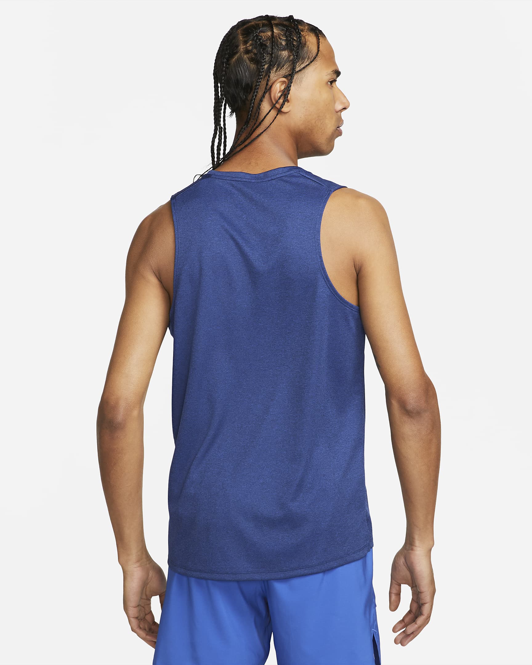 Nike Miler Men's Dri-FIT Running Tank - Midnight Navy/Game Royal/Heather