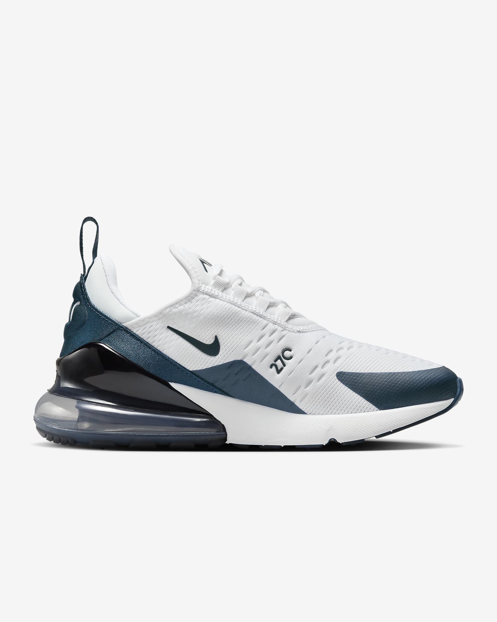 Tenis para mujer Nike Air Max 270 - Blanco/Pizarra cenizo/Azul marino militar