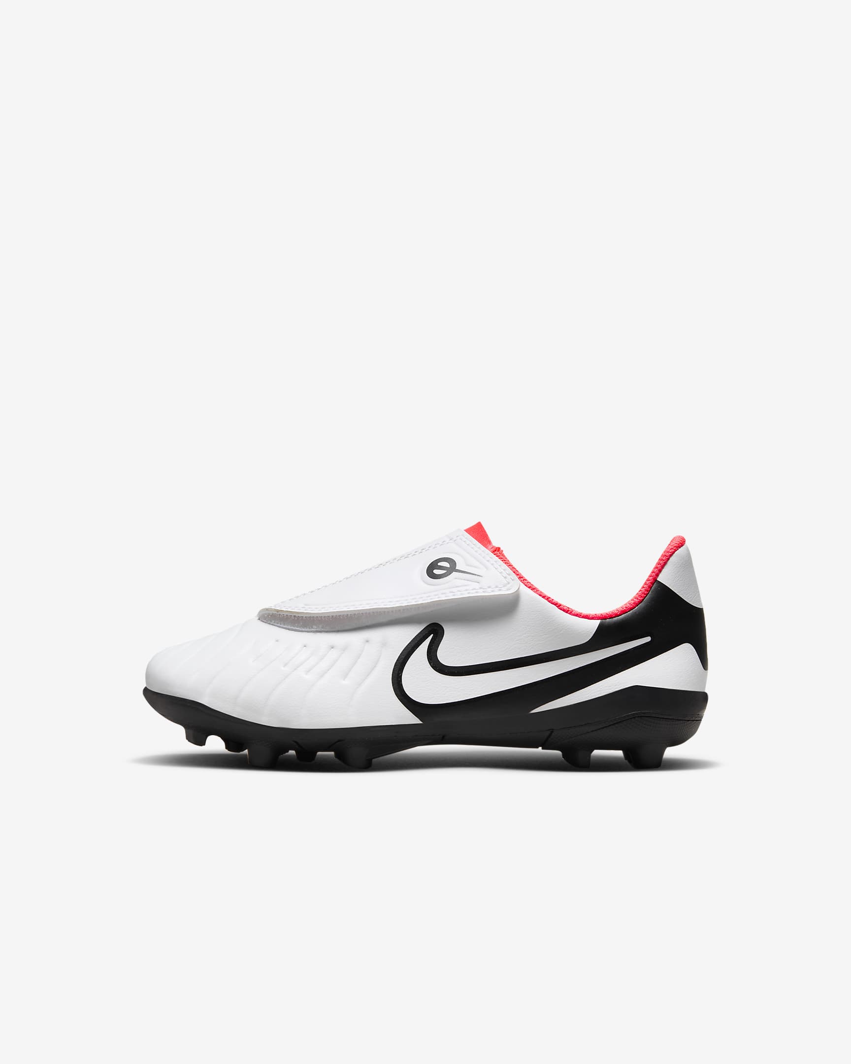Nike Jr. Tiempo Legend 10 Club Little Kids' Multi-Ground Low Top Soccer Cleats - White/Bright Crimson/Black