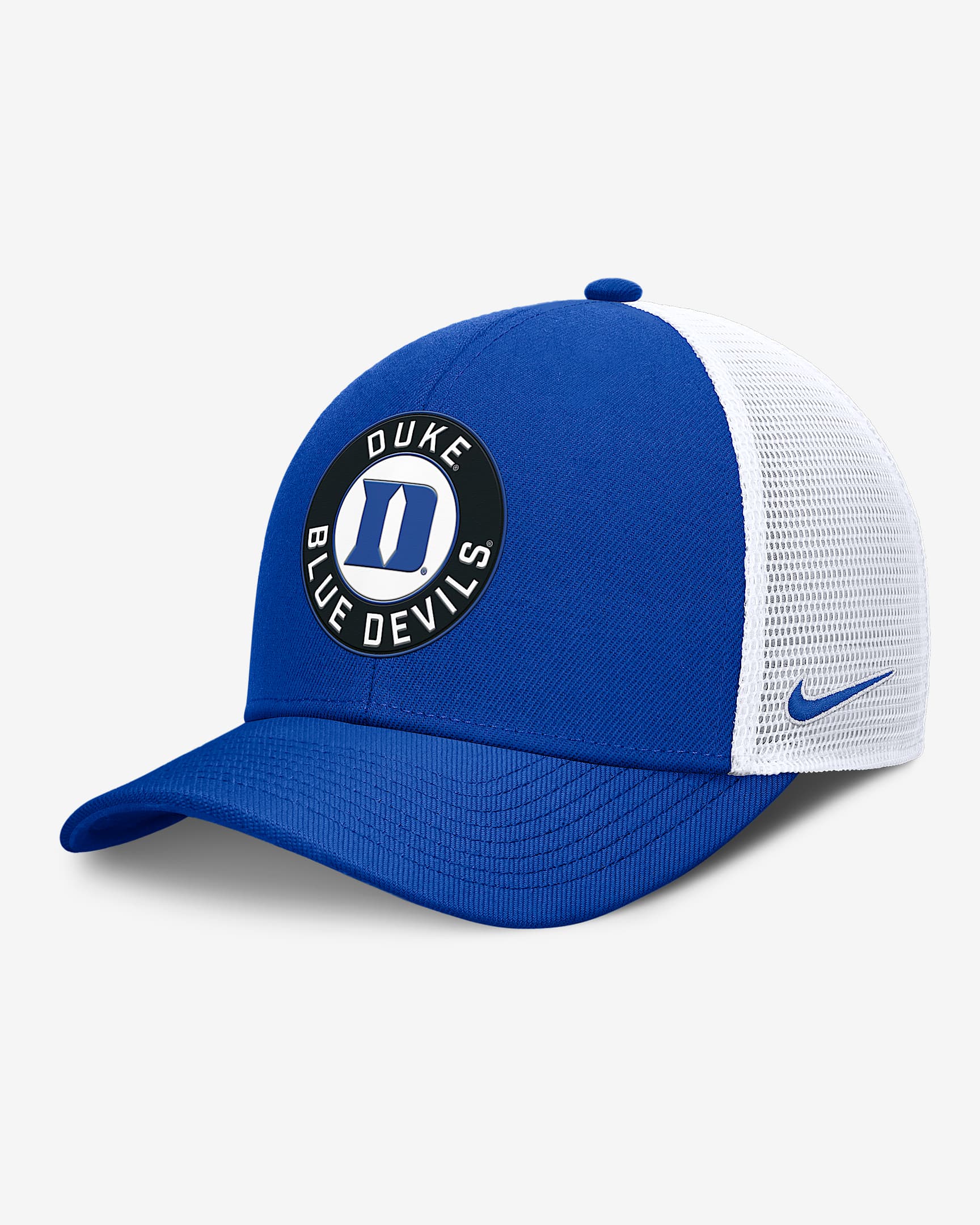 Duke Primetime Rise Men's Nike Dri-FIT College Trucker Adjustable Hat - Royal