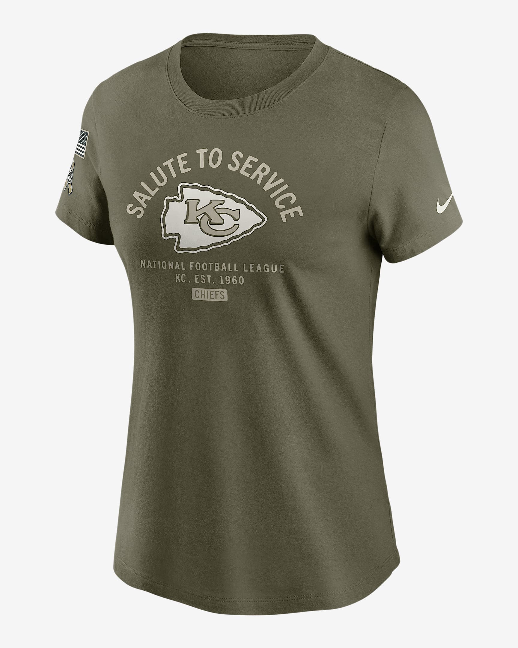 Kansas City Chiefs Salute to Service Sideline Women's Nike NFL T-Shirt - Olive