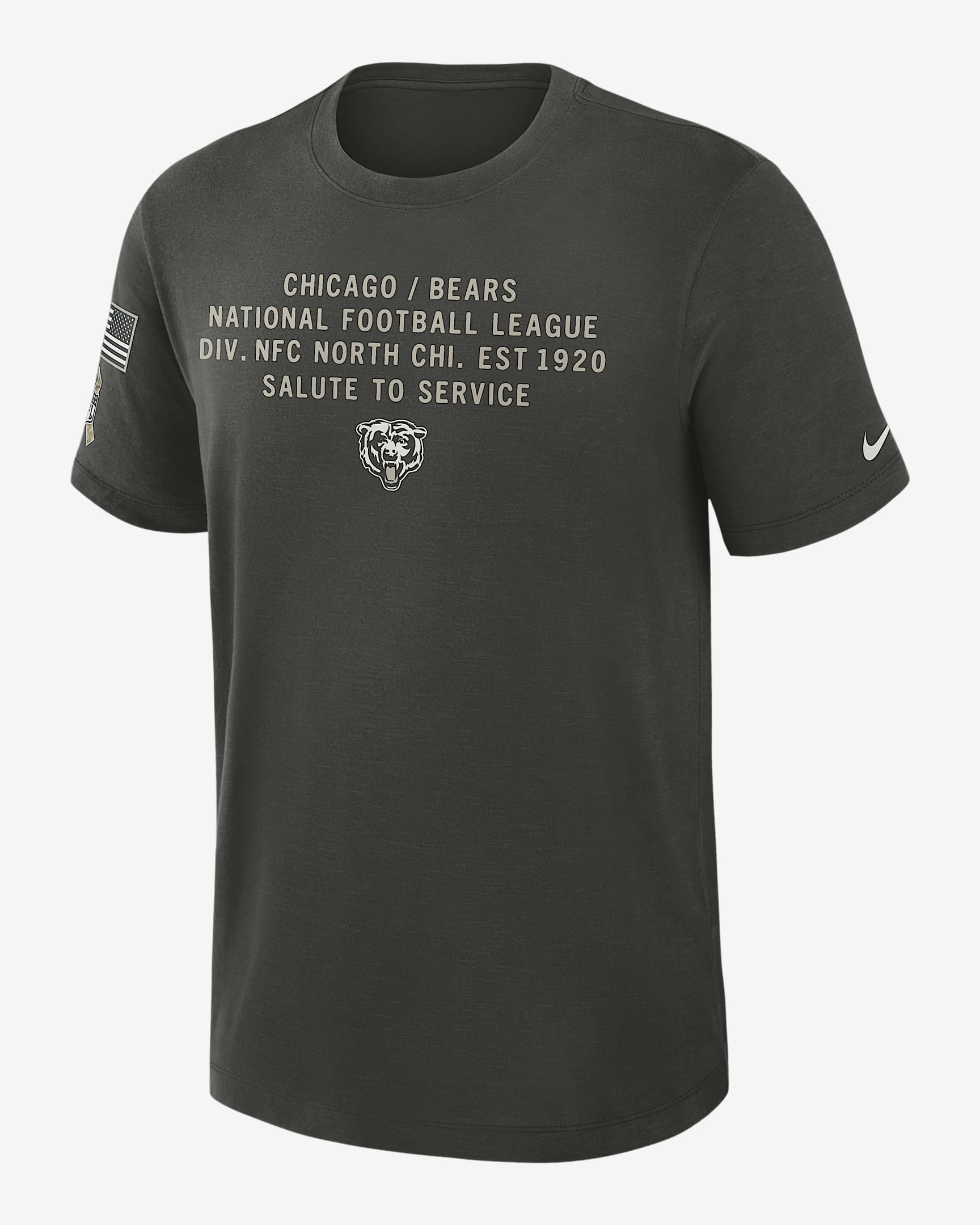 Playera Nike Dri-FIT de la NFL para hombre Chicago Bears Salute to Service Slub - Verde bosque