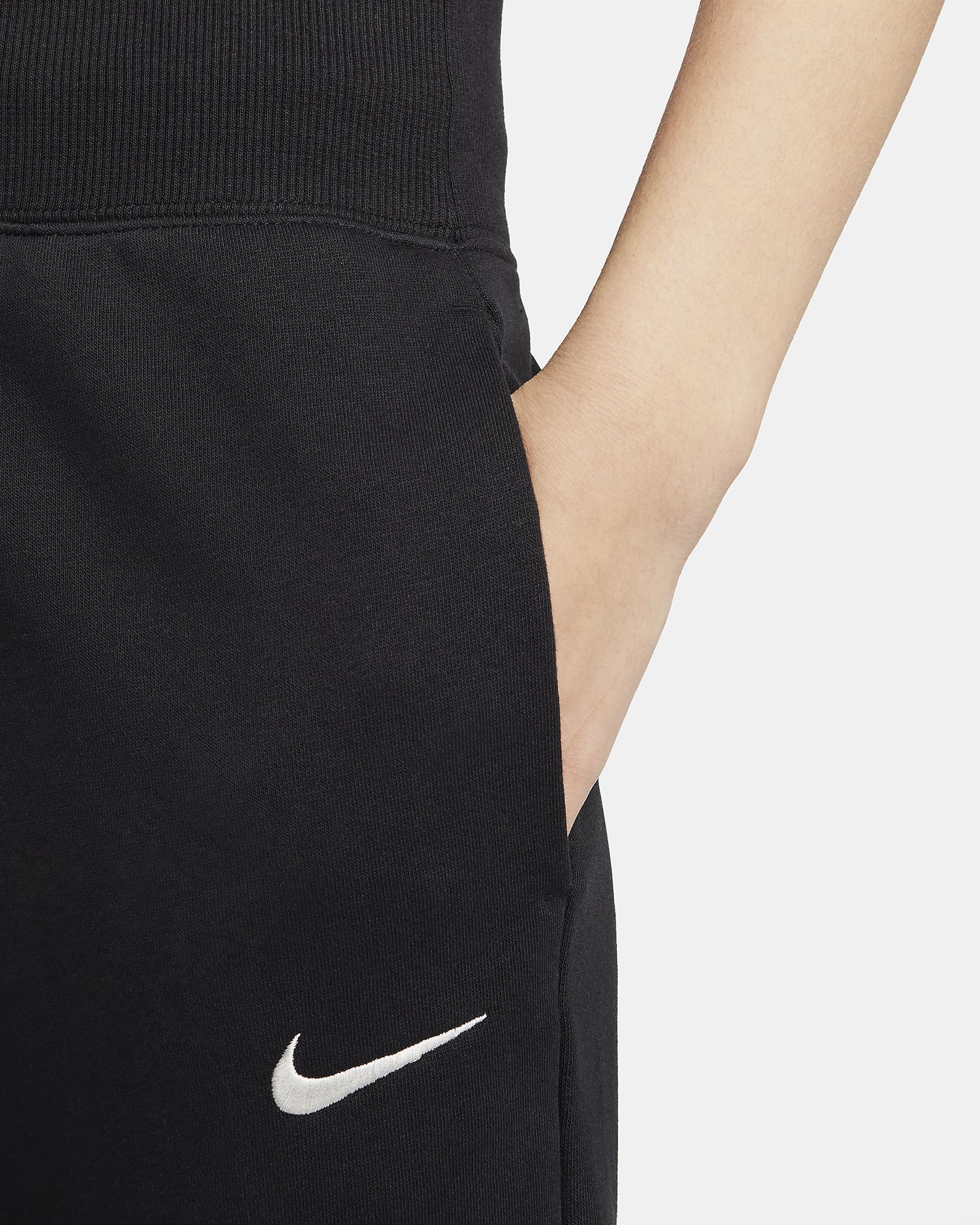 Nike Sportswear Phoenix Fleece Women's High-Waisted Wide-Leg French Terry Tracksuit Bottoms - Black/Sail