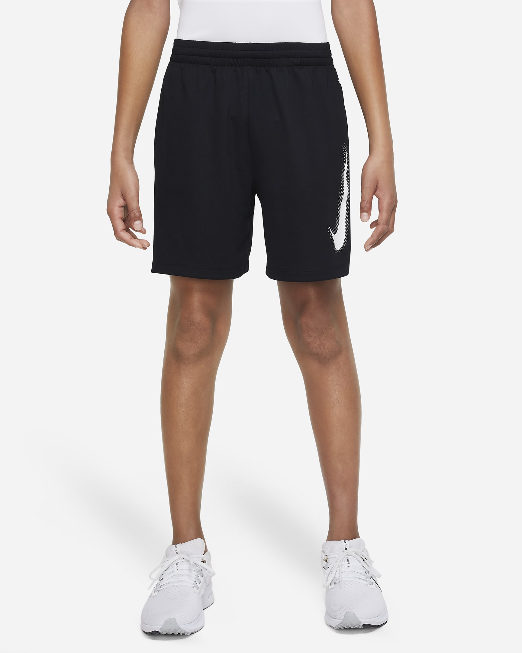 Nike Multi Older Kids' (Boys') Dri-FIT Graphic Training Shorts - Black/White/White