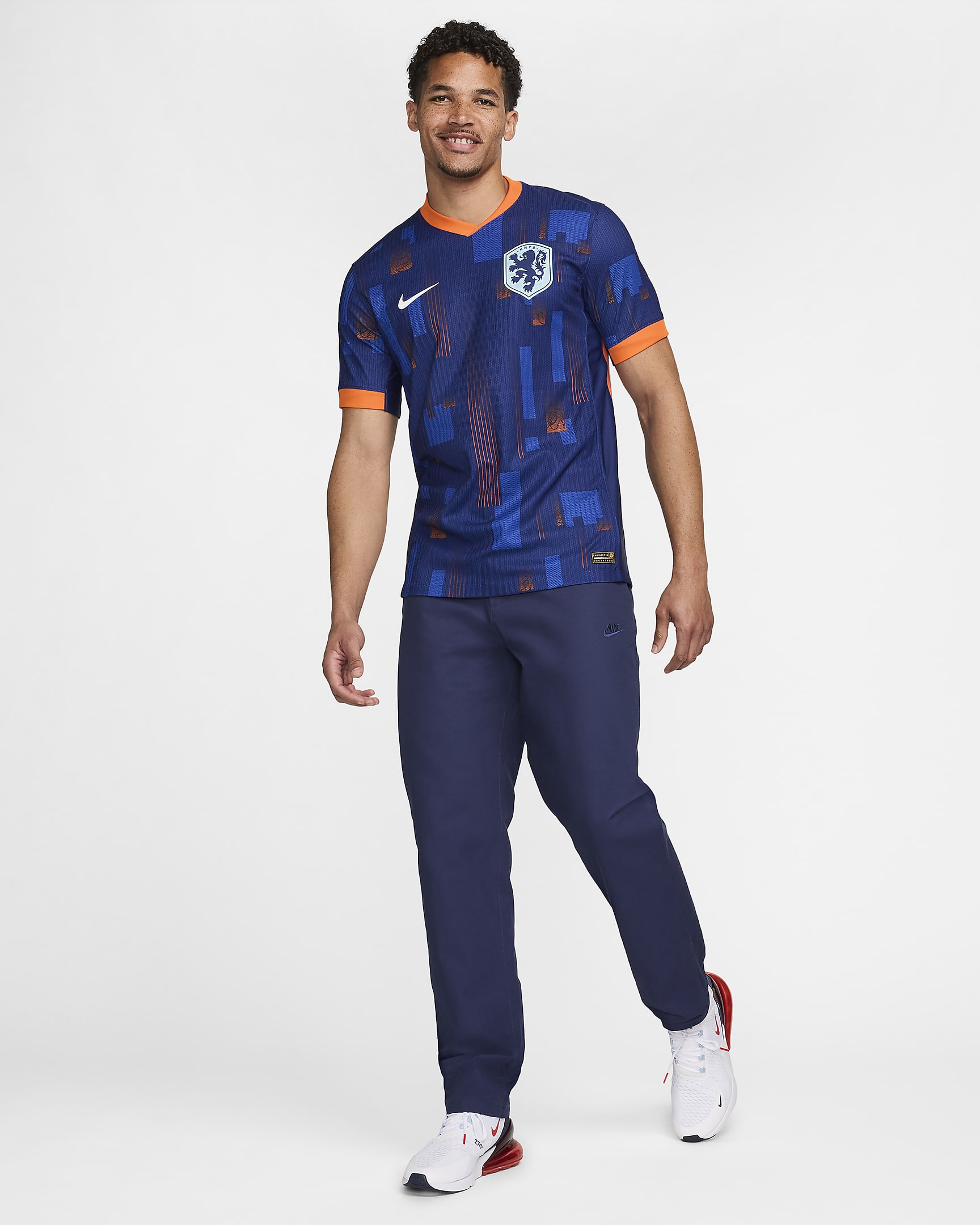 Netherlands (Men's Team) 2024/25 Match Away Men's Nike Dri-FIT ADV Football Authentic Shirt - Blue Void/Safety Orange/Copa/White