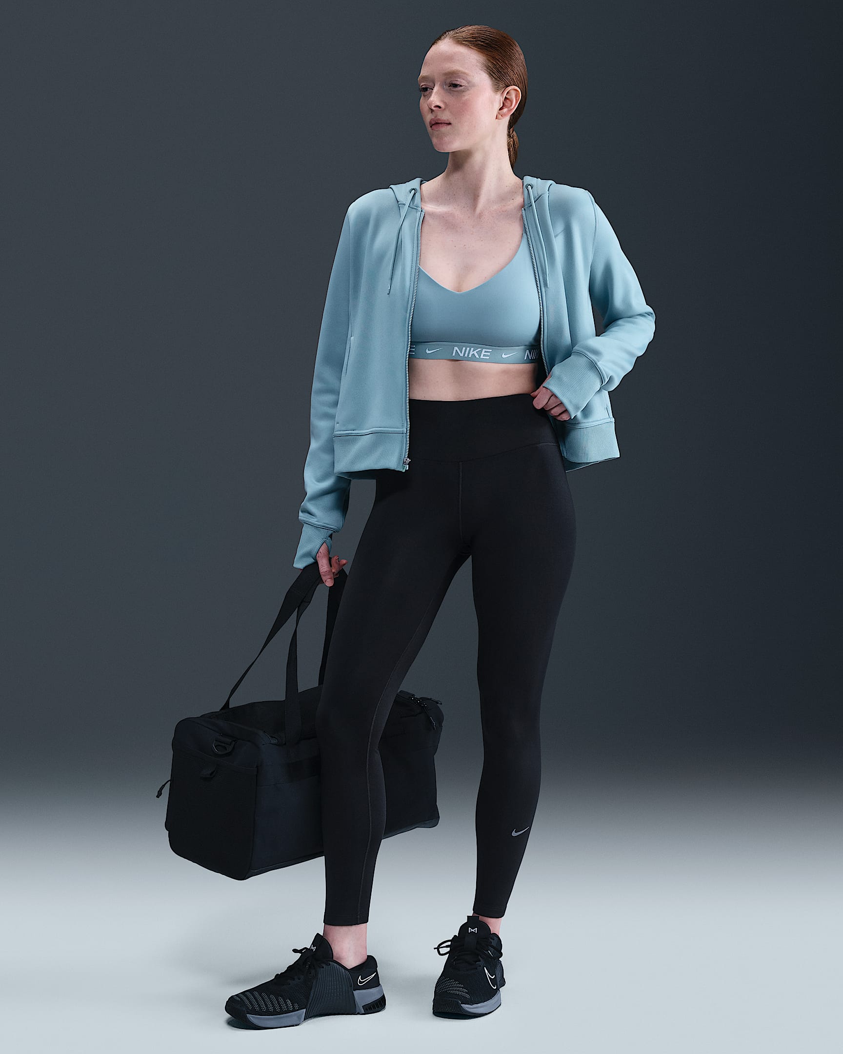 Leggings de largo completo de tiro alto Therma-FIT para mujer Nike One - Negro/Blanco