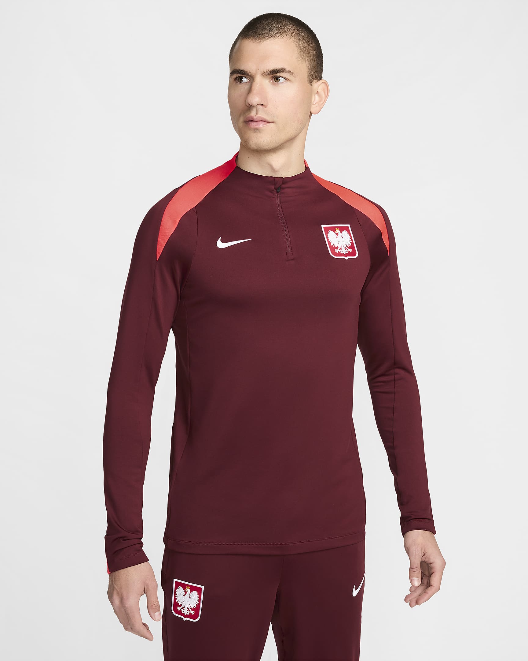 Haut d'entraînement de foot Nike Dri-FIT Pologne Strike pour homme - Dark Team Red/Bright Crimson/Blanc