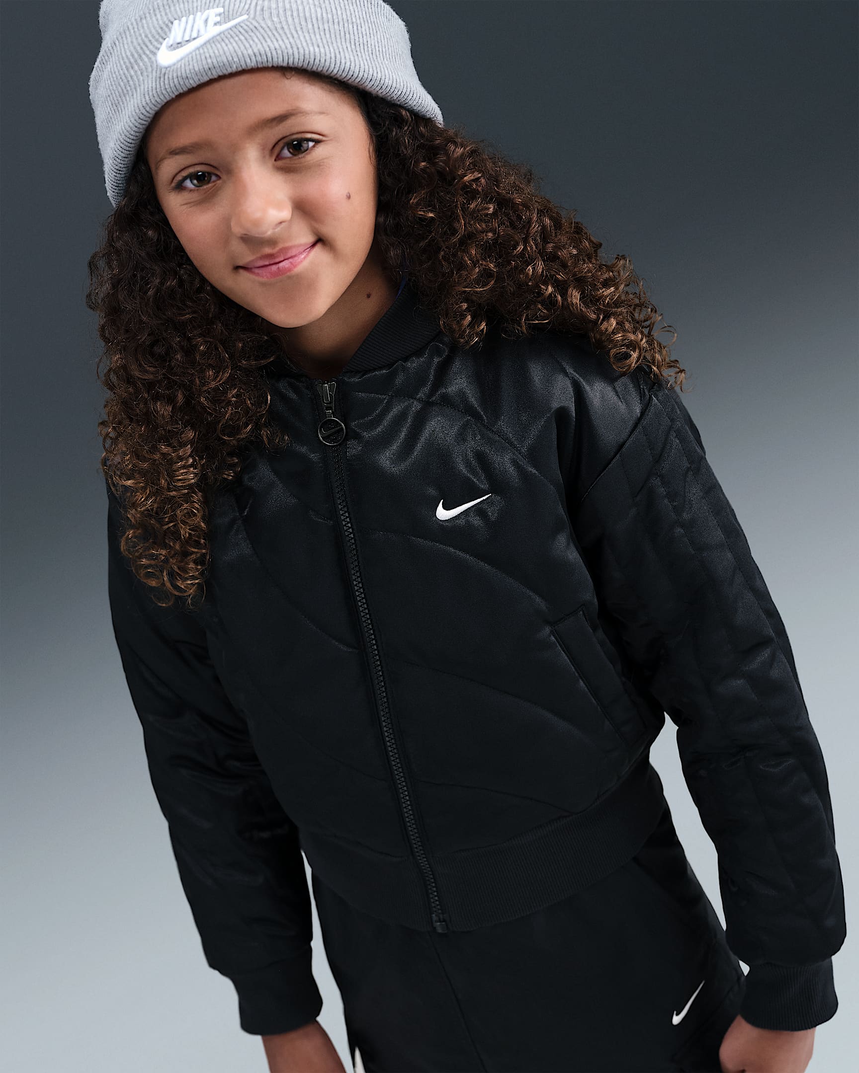 Nike Sportswear Big Kids' (Girls') Jacket - Black/White