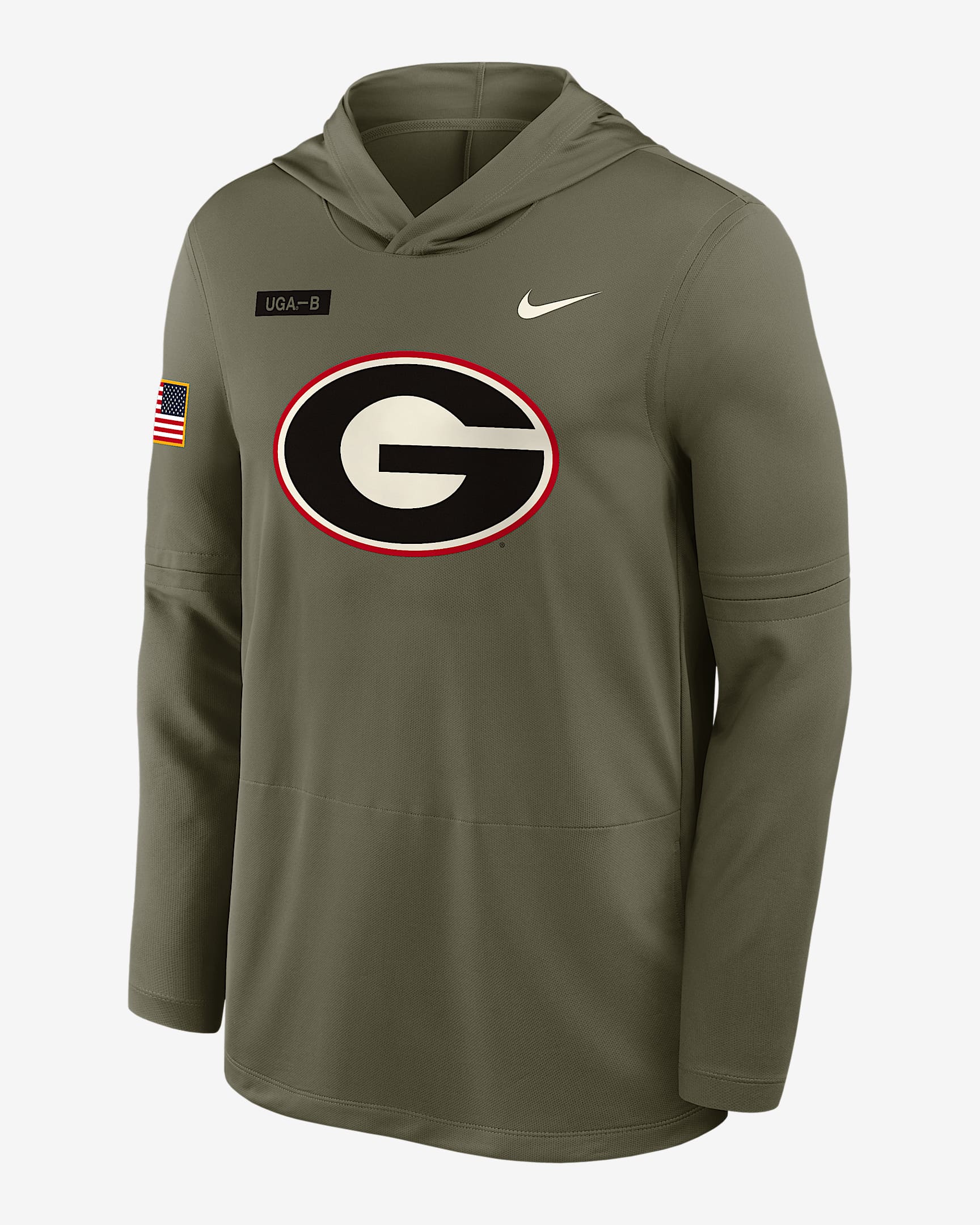 Georgia 2025 Military Appreciation Men's Nike Dri-FIT College Long-Sleeve Hooded Top - Olive