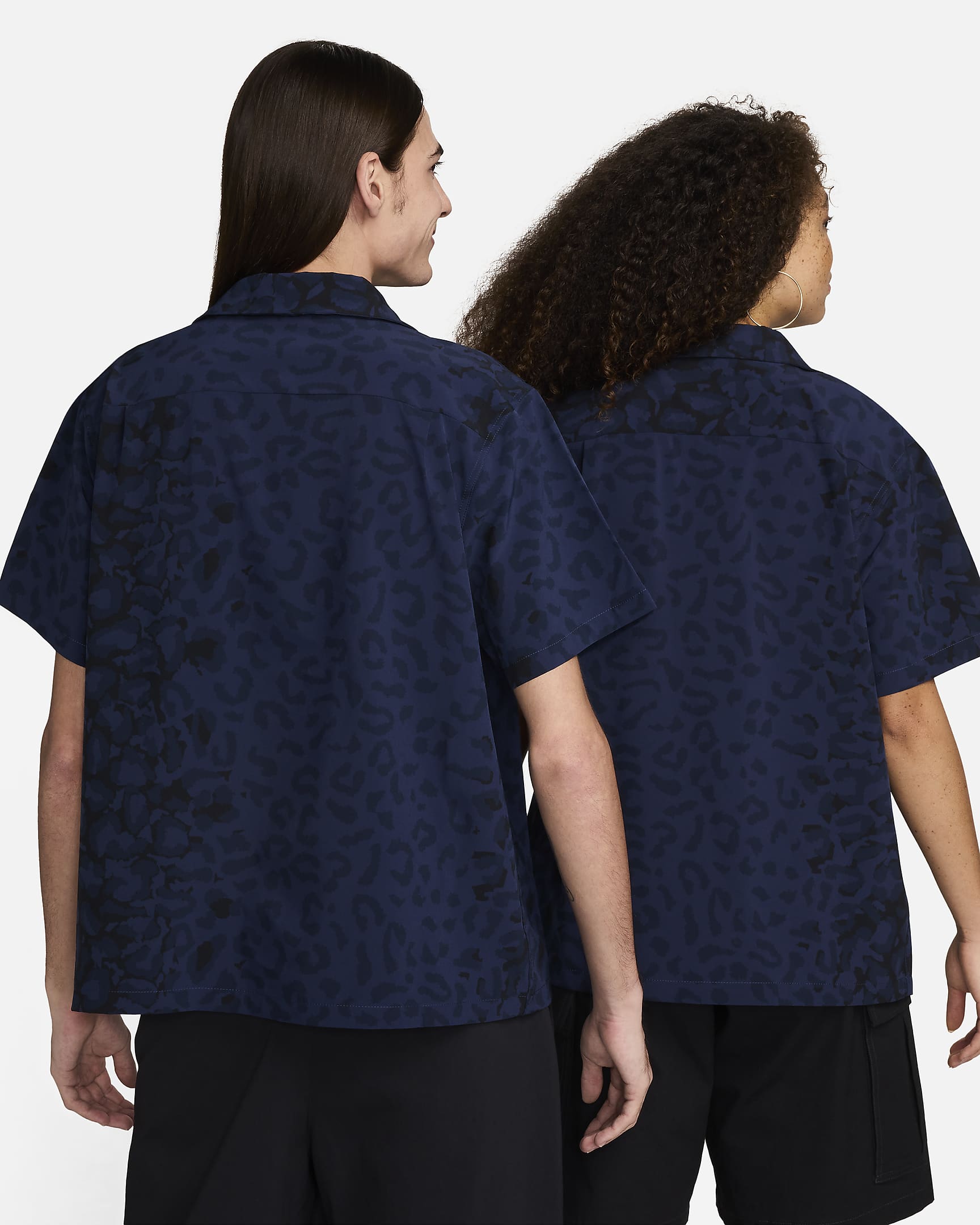 Nike SB Kurzarm-Bowler-Skateshirt mit Print und Knöpfen - Midnight Navy