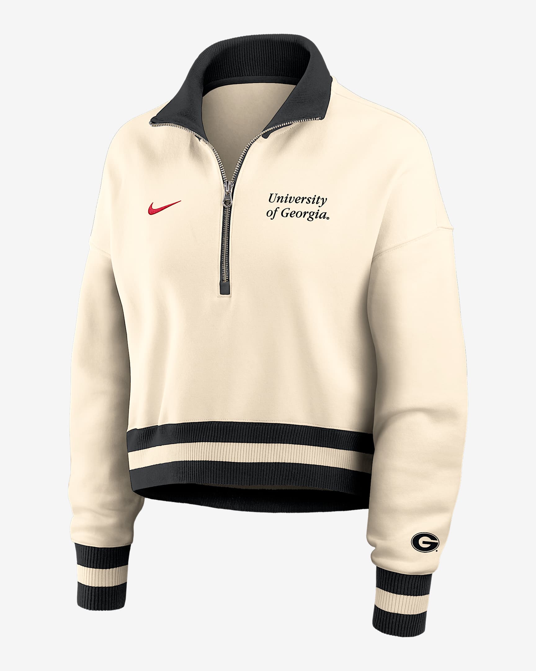 Georgia Legacy Women's Nike College Cropped 1/4-Zip Crew - Tan/Beige