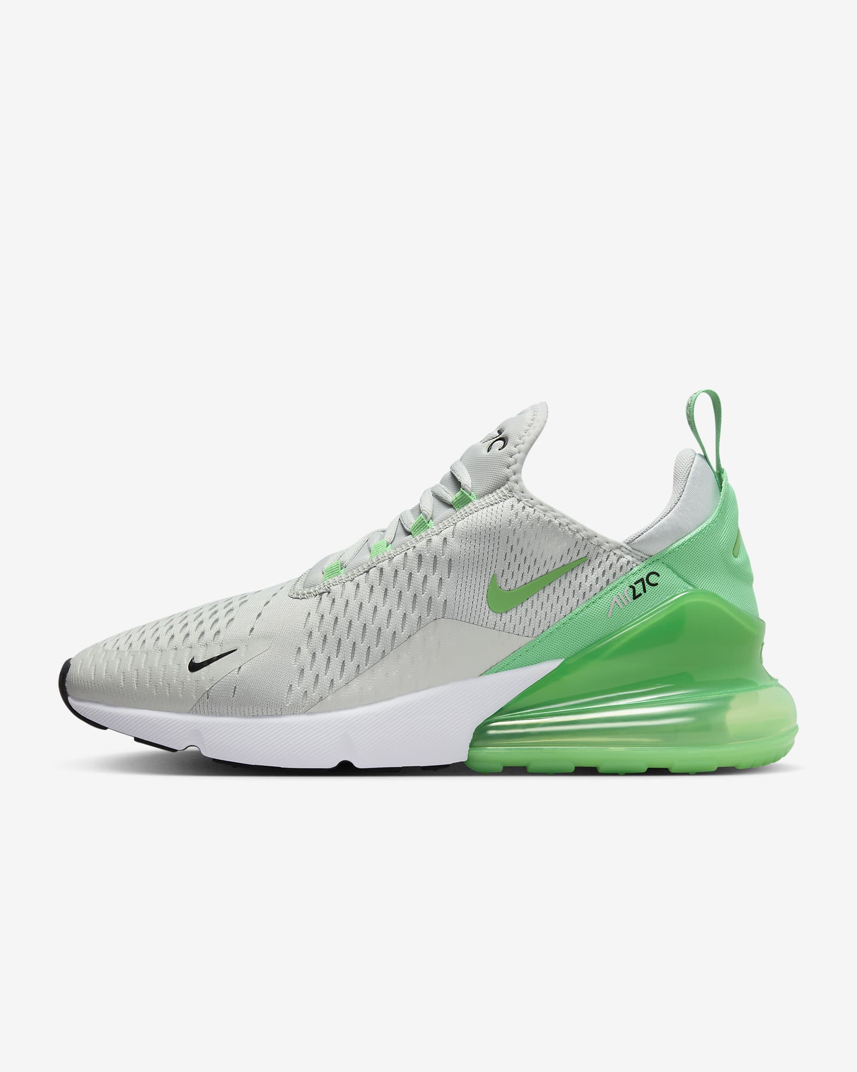 Nike Air Max 270 Men's Shoes - Light Silver/Black/White/Green Shock